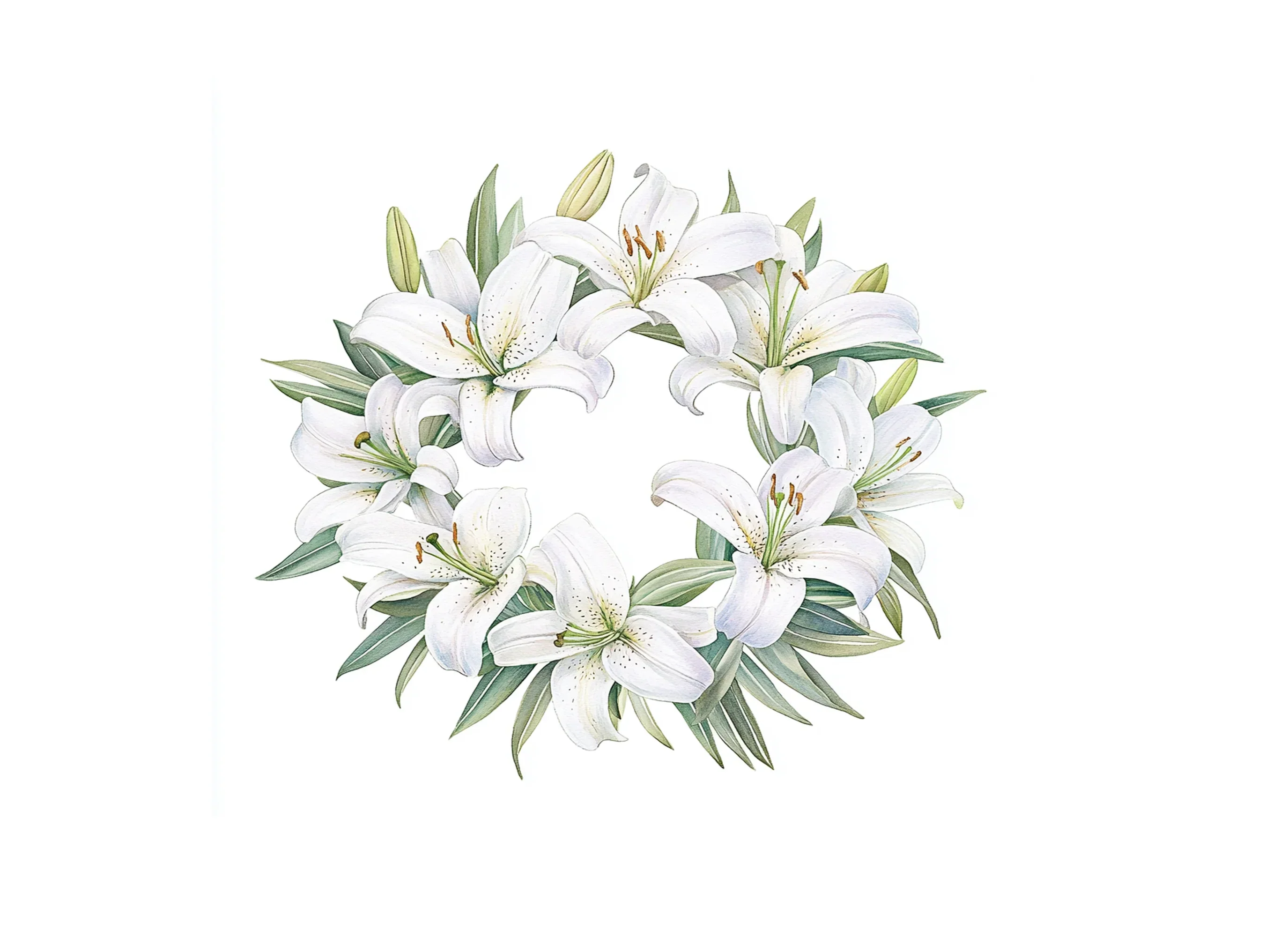 Elegant White Lily Wreaths Clipart Bundle - Image 3