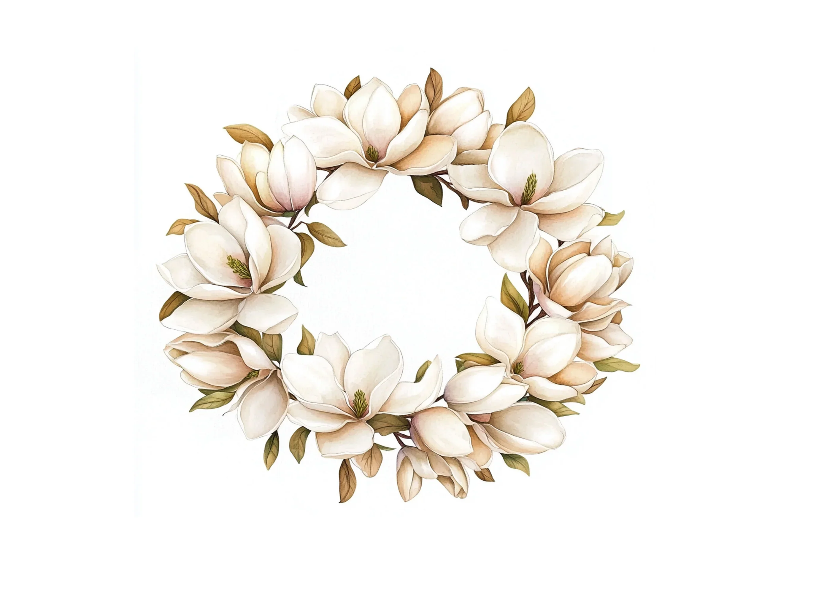 Elegant White Magnolia Wreath Clipart Bundle - Image 2