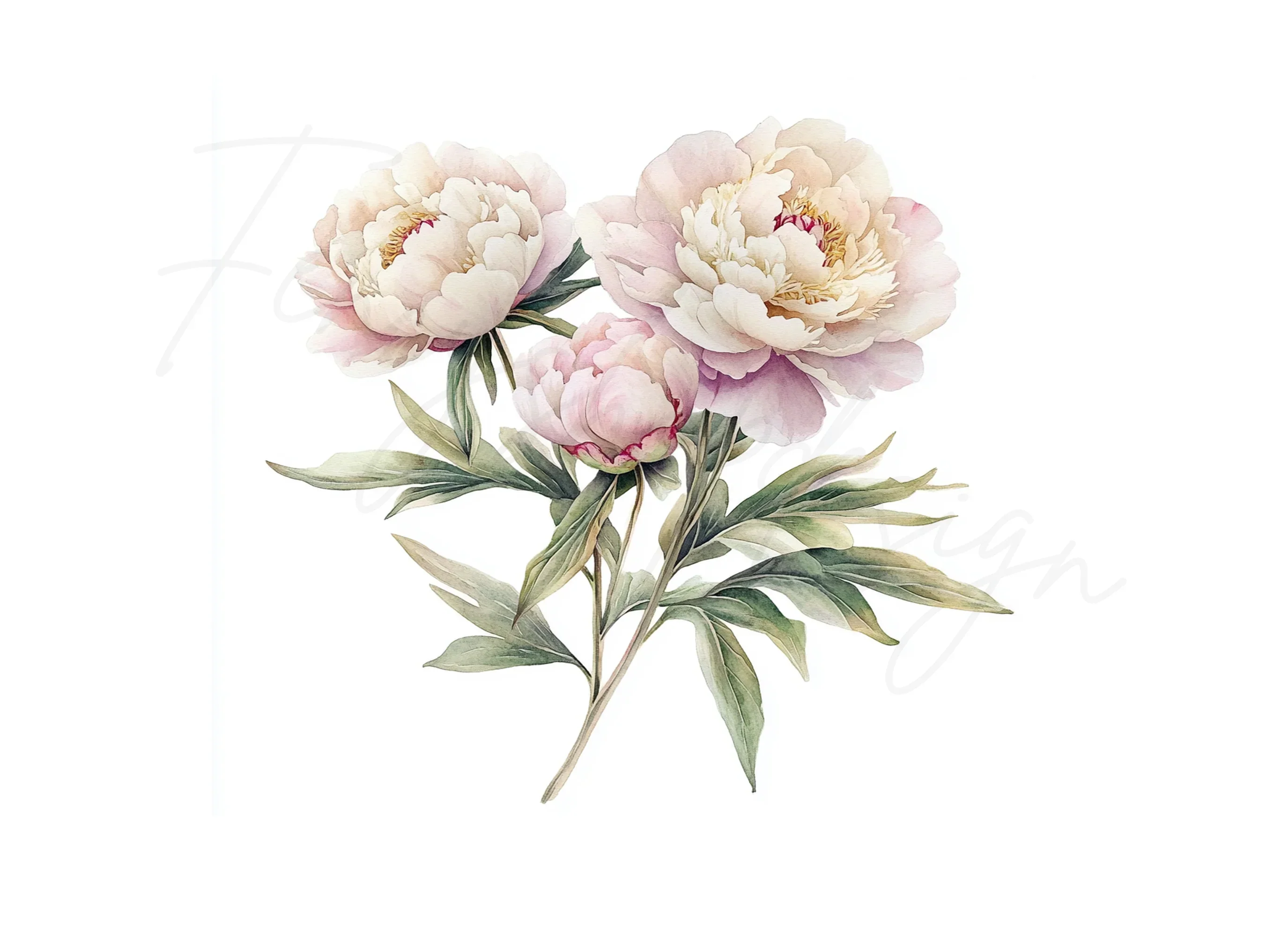 Elegant White Peonies Clipart Bundle - Image 3