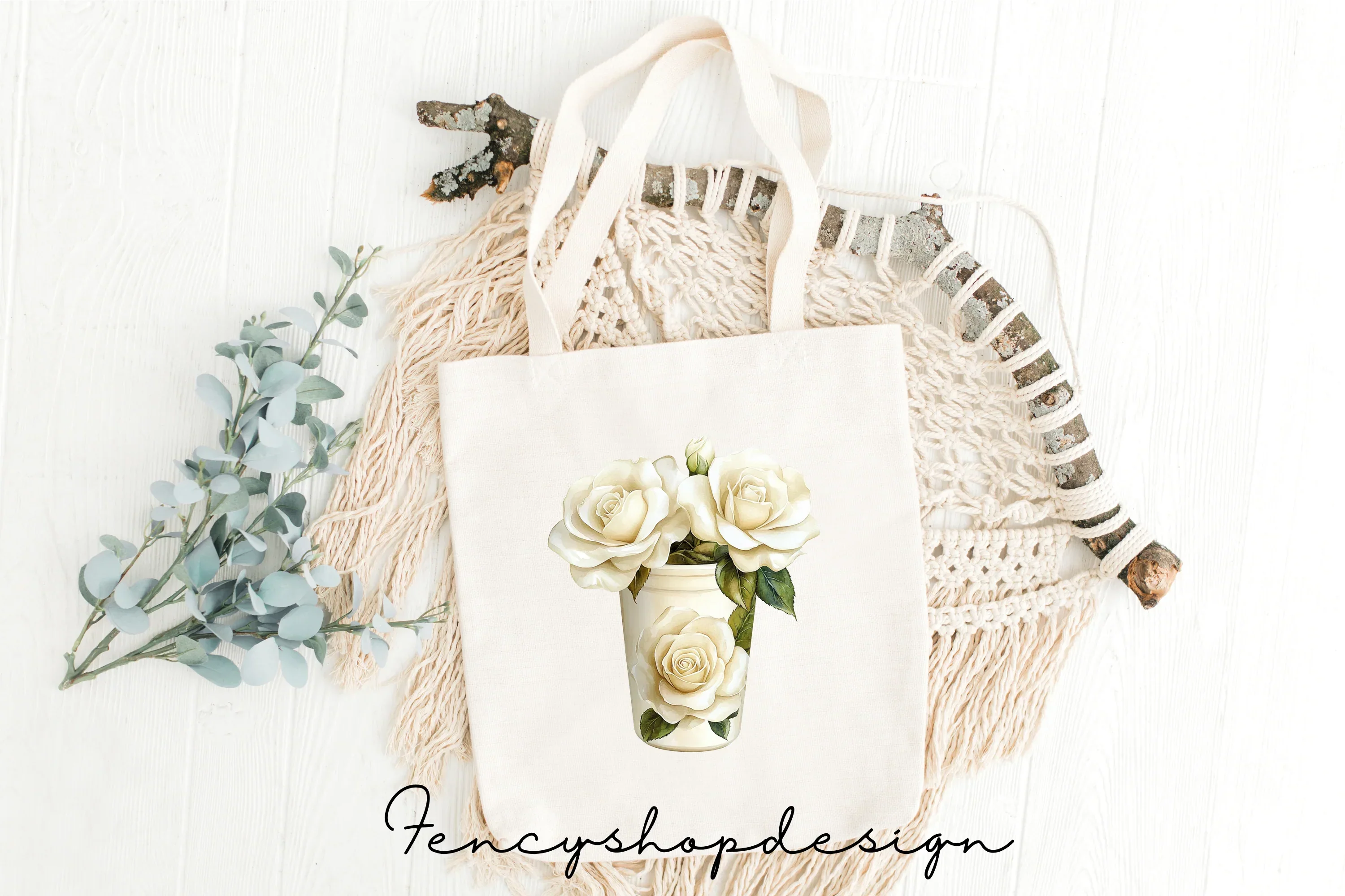 Elegant White Rose Tumbler Clipart Bundle - Image 4
