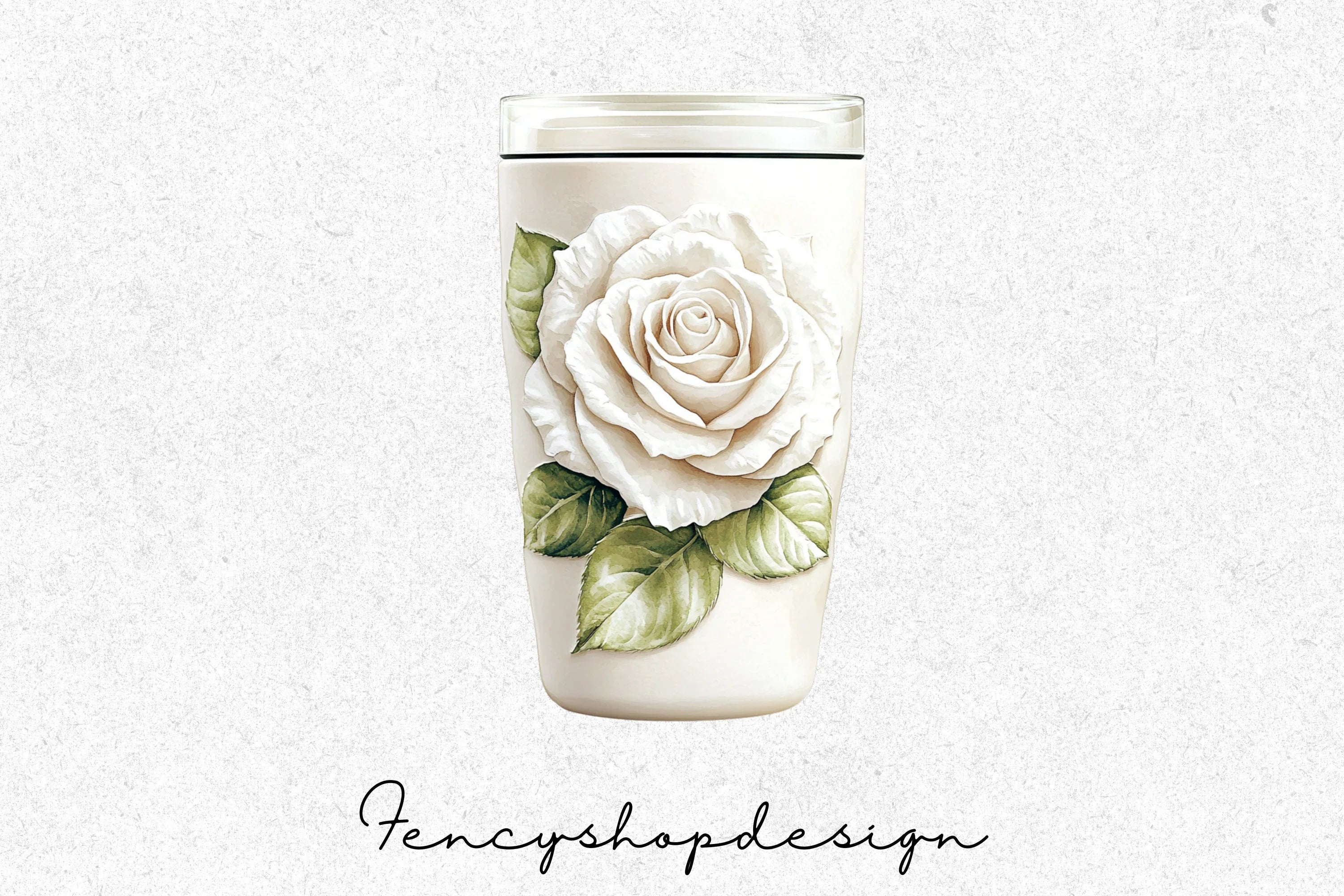 Elegant White Rose Tumbler Clipart Bundle - Image 6