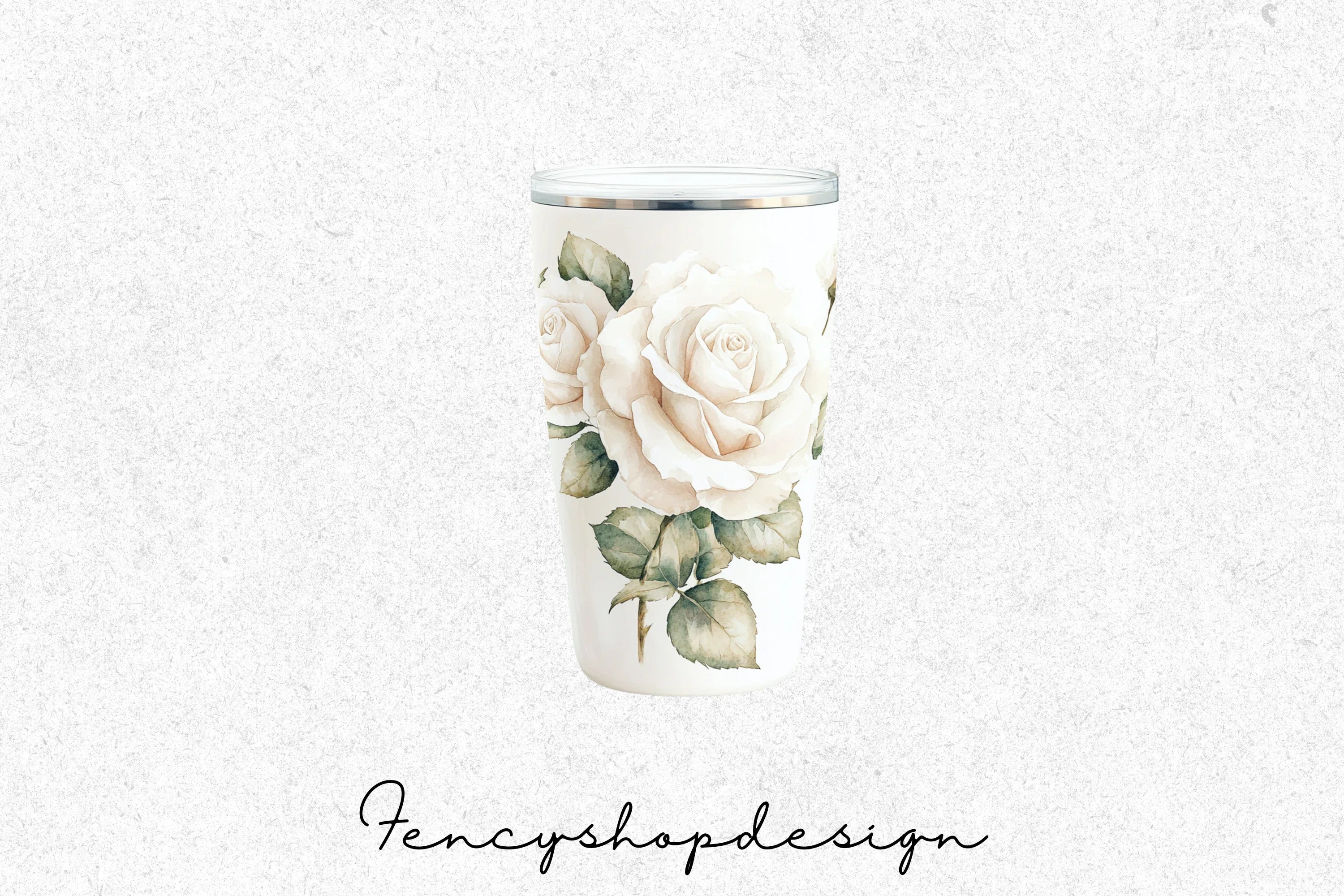Elegant White Rose Tumbler Clipart Bundle - Image 7