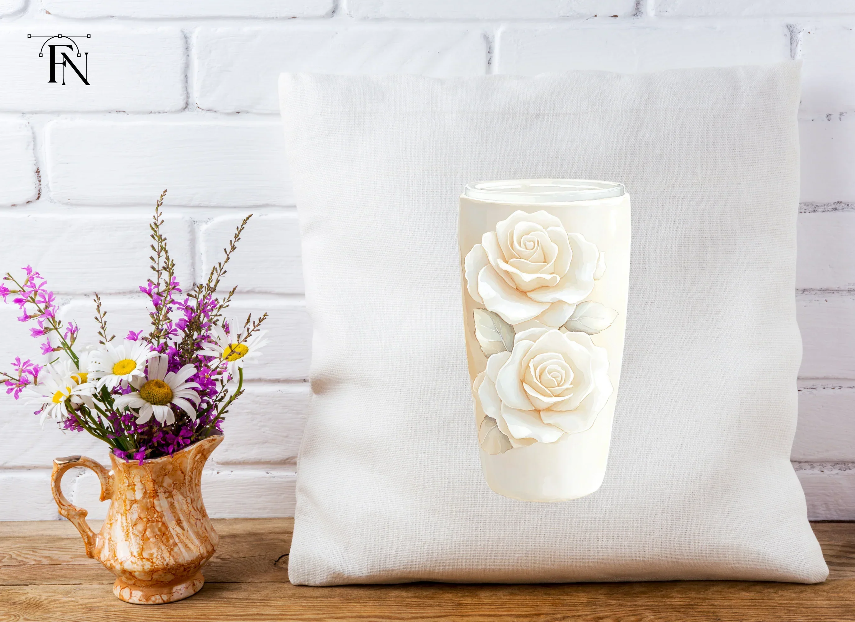 Elegant White Rose Tumbler Clipart Bundle - Image 5