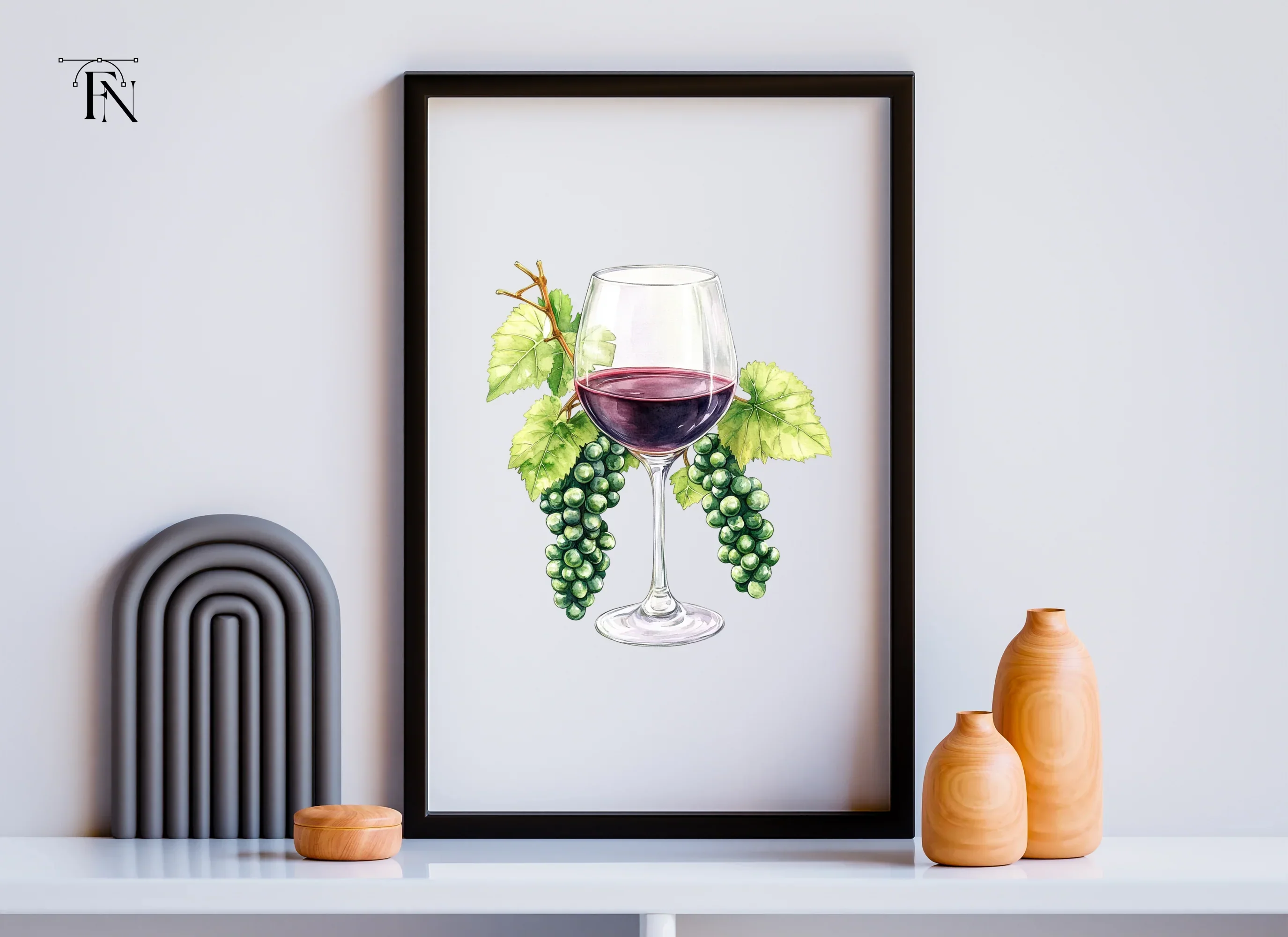 Elegant Wine Glasses with Grapes Clipart Bundle - Image 6