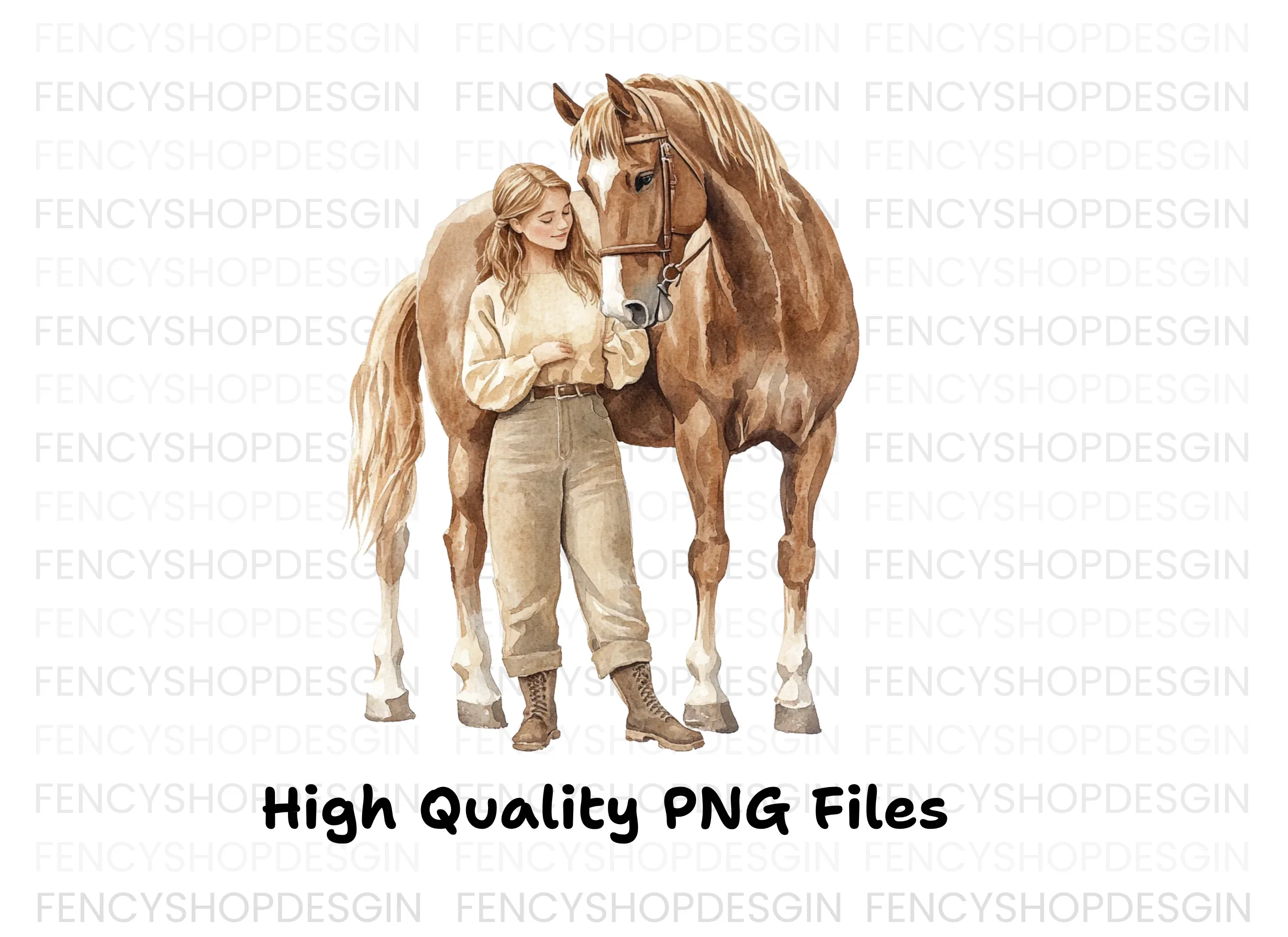 Elegant Woman and Horse Clipart Bundle - Image 4