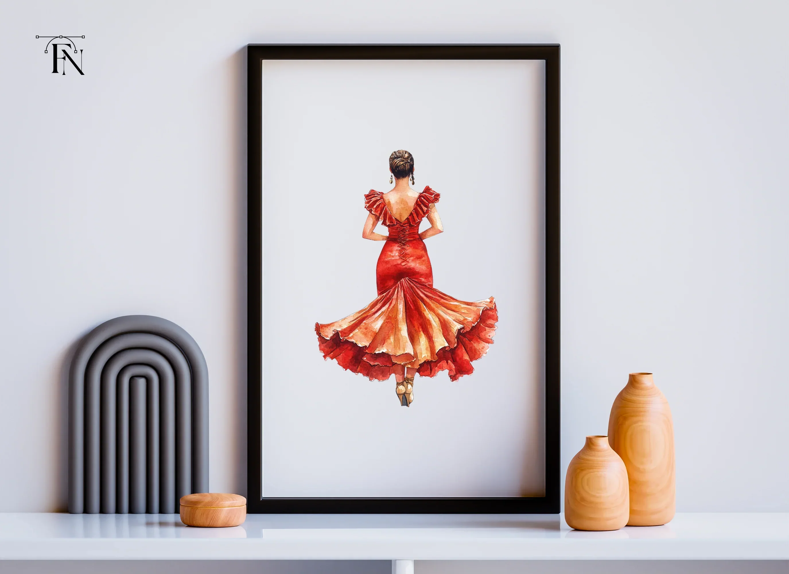 Elegant Woman in Red Gown Back View Clipart Bundle - Image 3