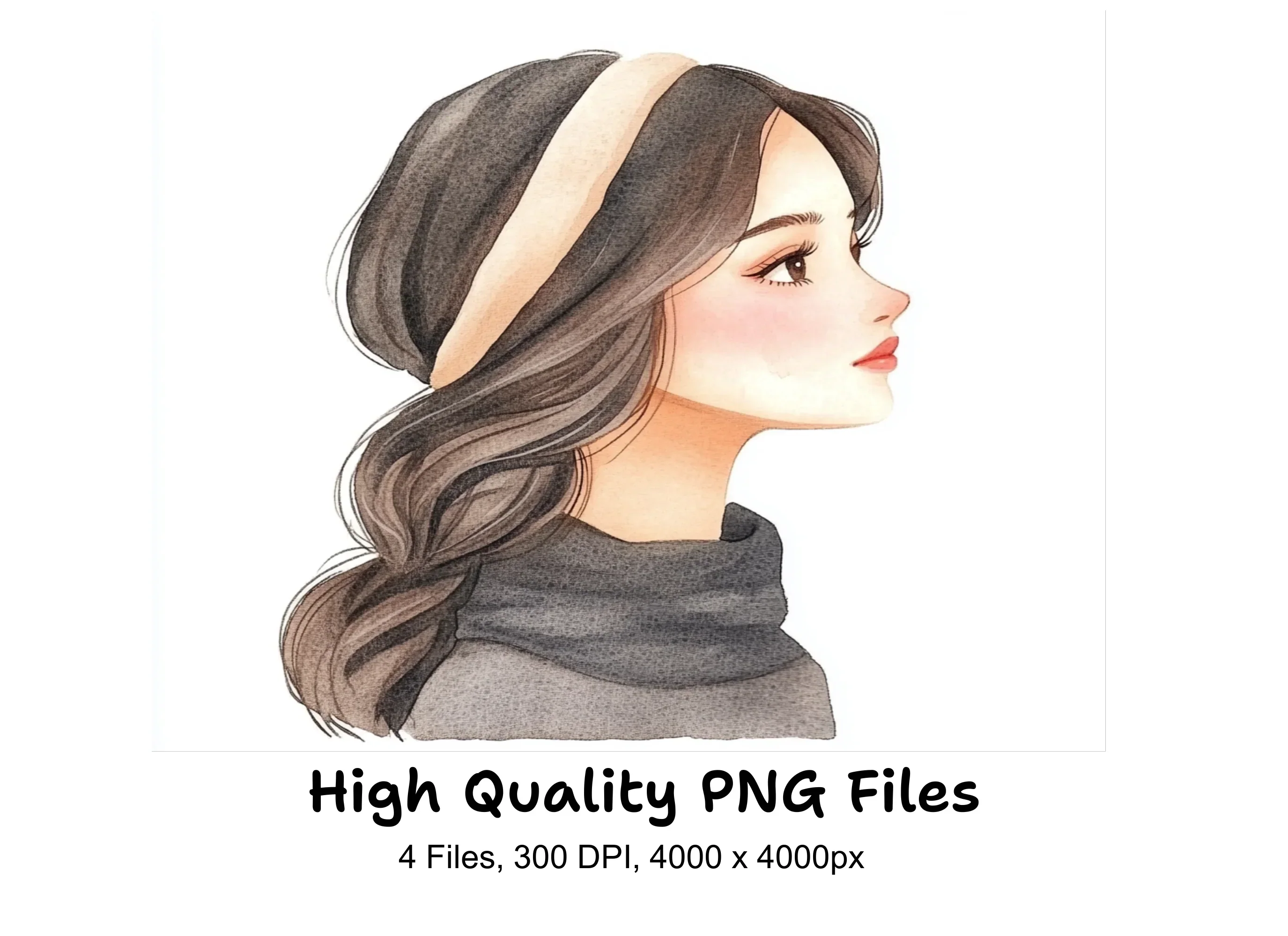 Elegant Women Bun Hairstyle Clipart Bundle