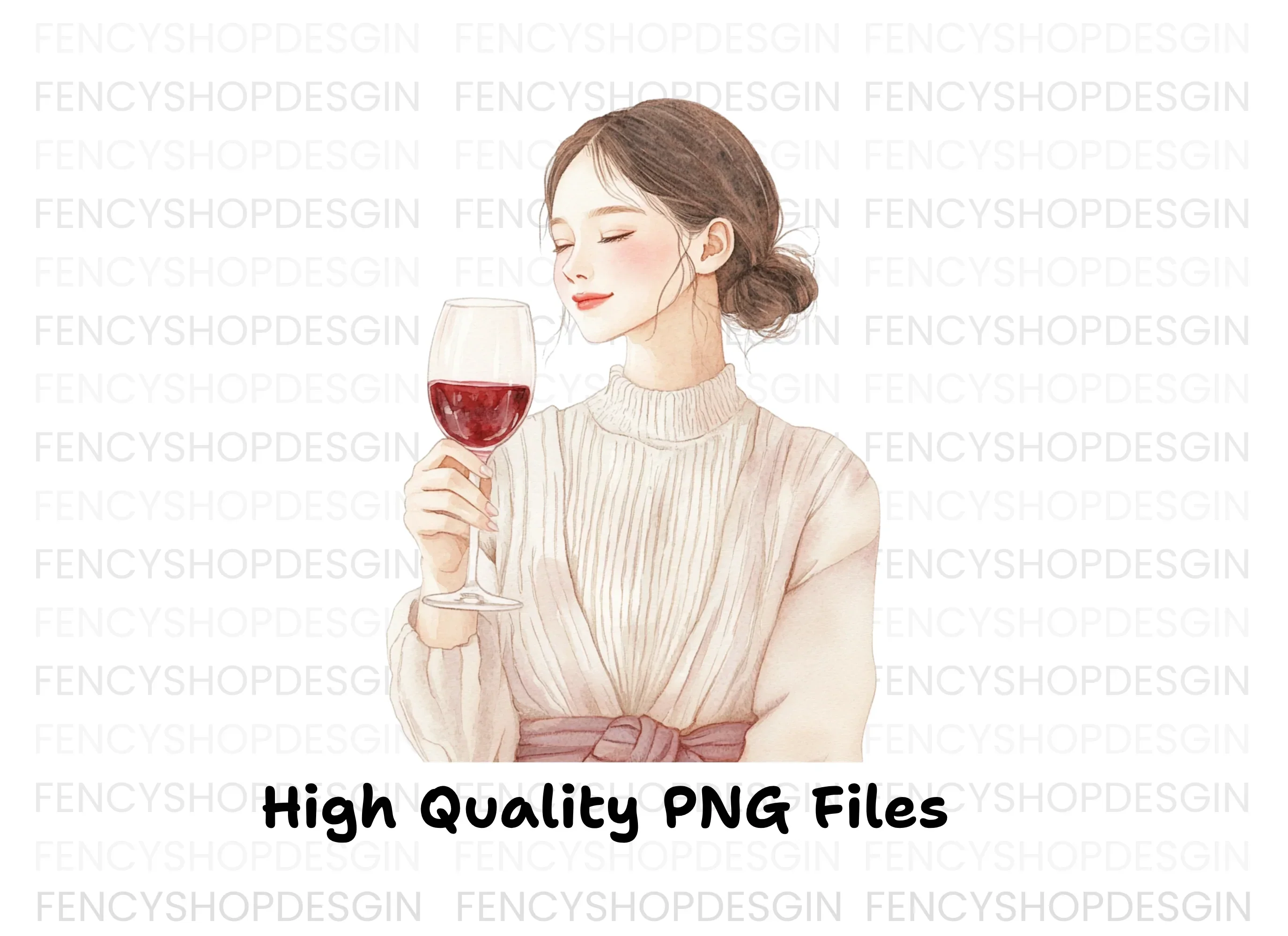 Elegant Women Enjoying Red Wine Clipart Bundle - Image 2