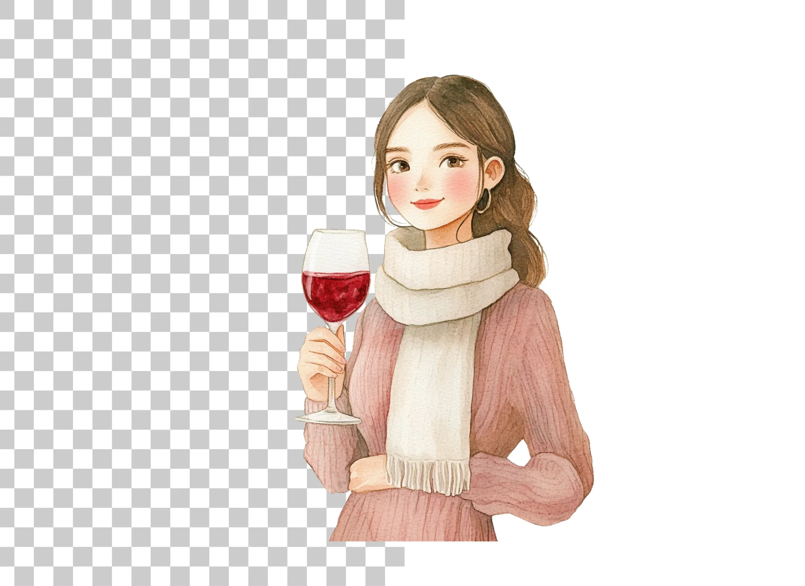 Elegant Women Enjoying Red Wine Clipart Bundle - Image 3