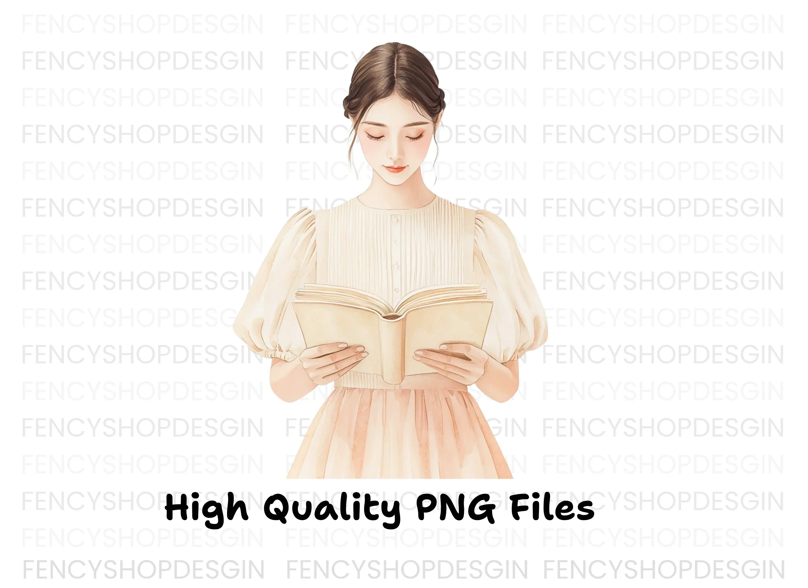 Elegant Women Reading Clipart Bundle - Image 3