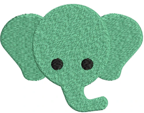 Elephant Face Embroidery Design