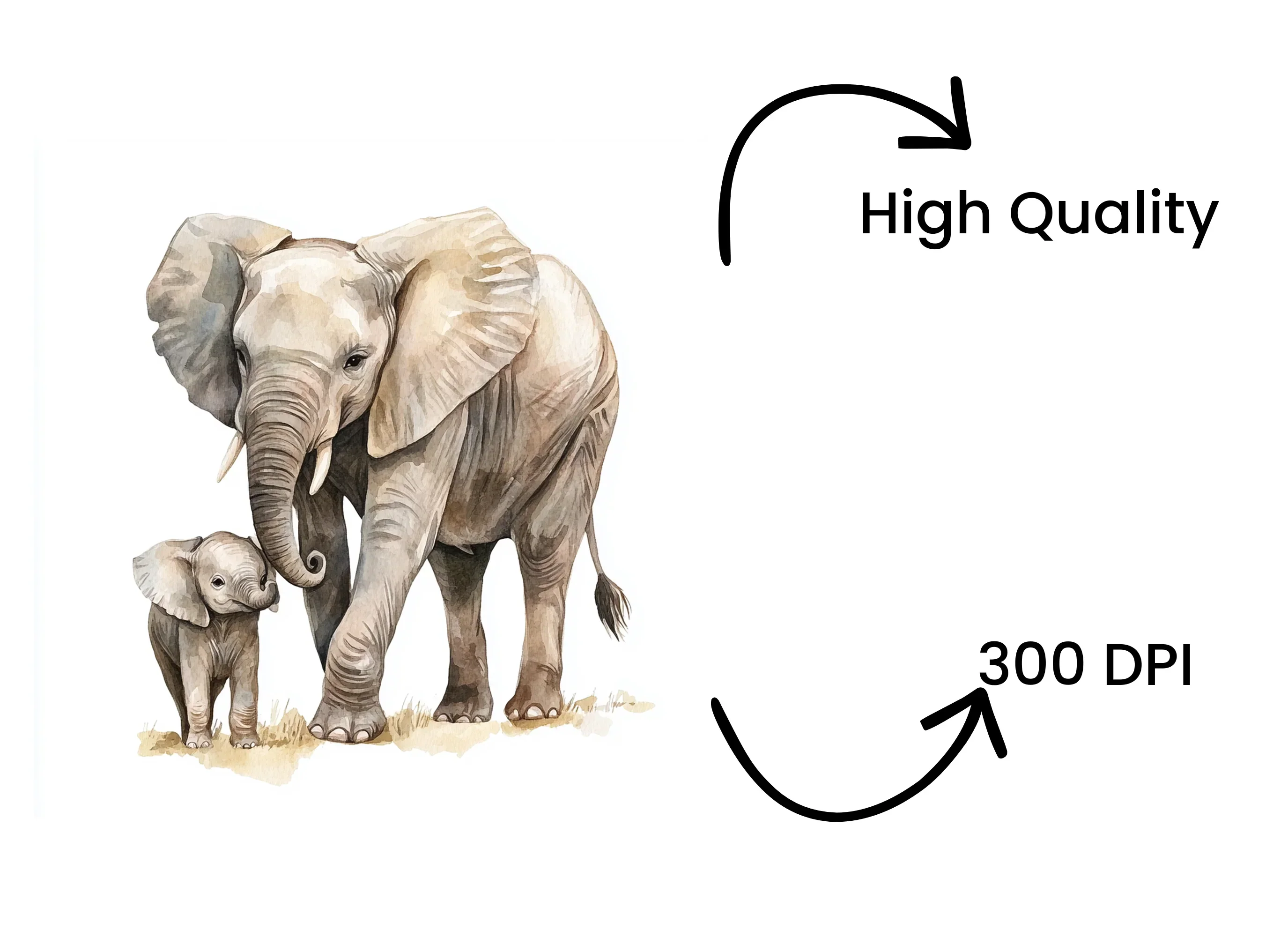 Elephant Mother and Baby Clipart Bundle - Image 4