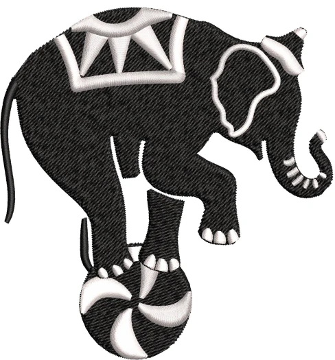 Elephant With Ball Embroidery Design