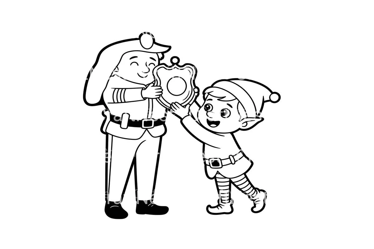 Elf and PolicemanFun Coloring Books - Image 2