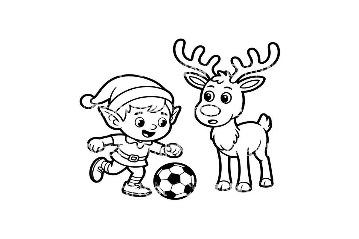 Elf and Reindeer Soccer Coloring Books - Image 3