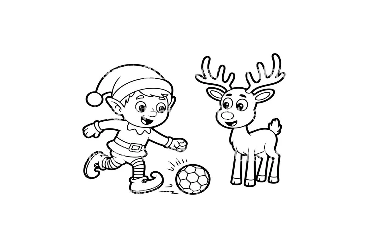 Elf and Reindeer Soccer Coloring Books - Image 4