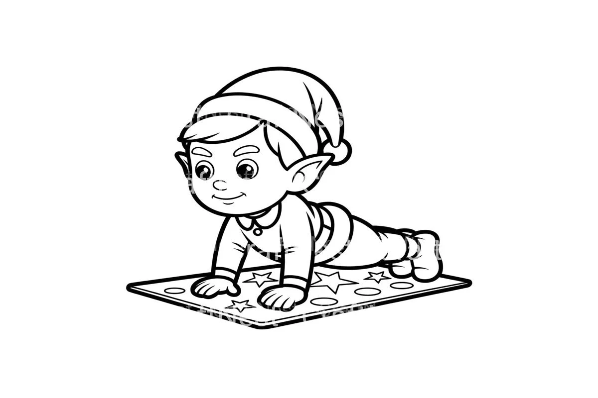 Elf Doing Push Ups Coloring Books - Image 3