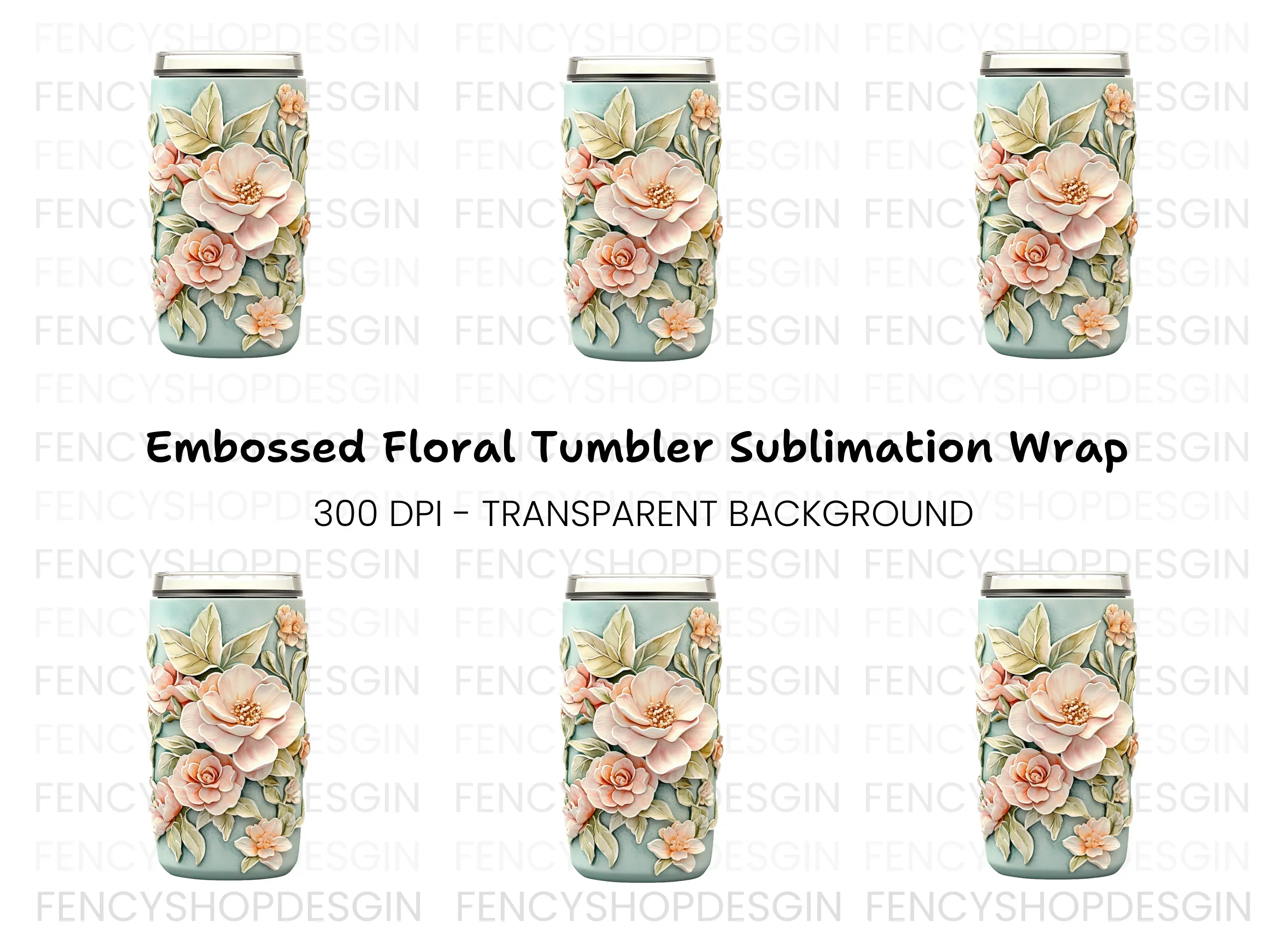 Embossed Floral Tumbler Clipart Bundle