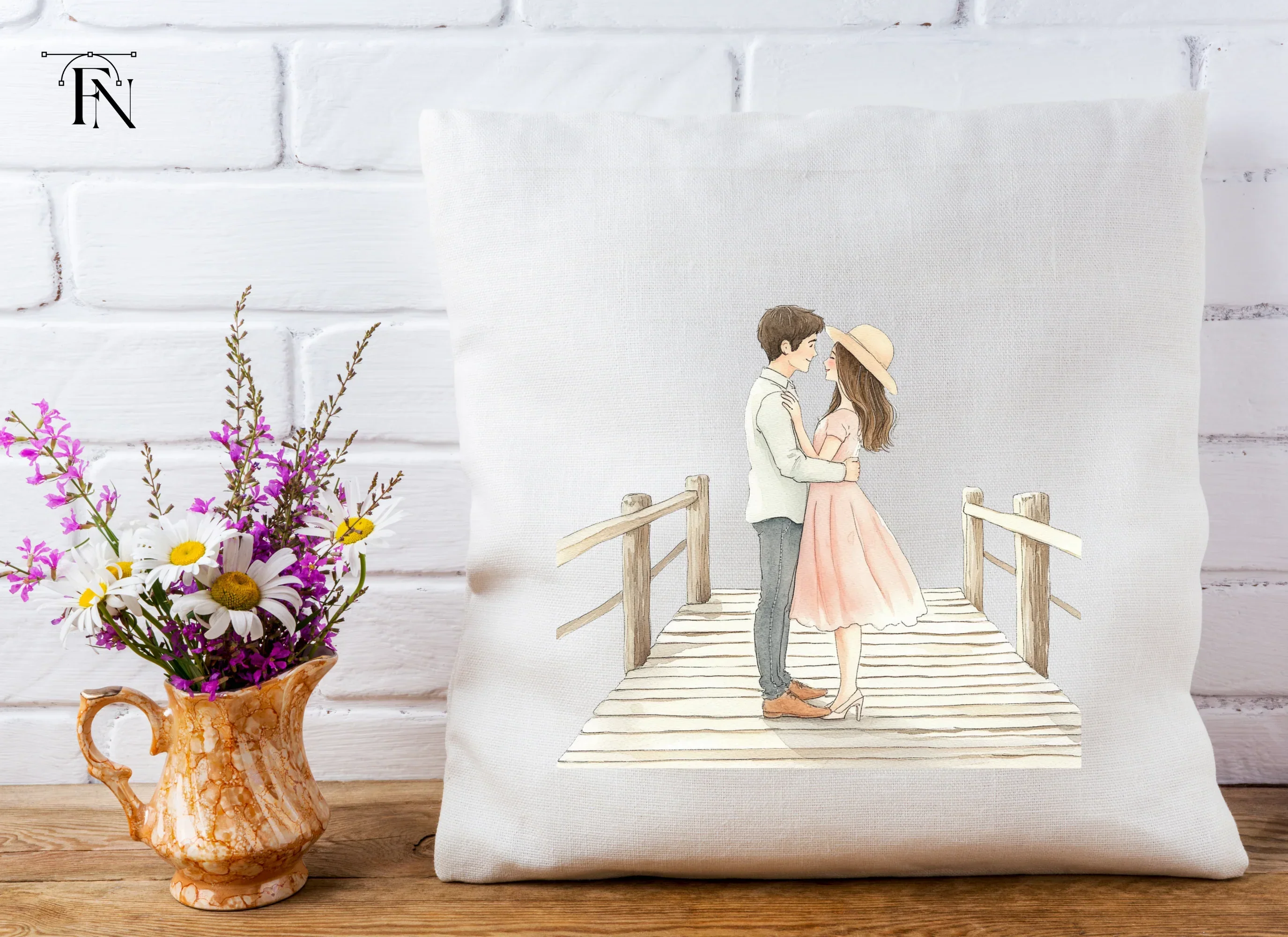 Embracing Couple on Bridge Clipart Bundle - Image 3