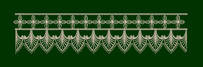 Emerald White Jhalar Swag Border - Dark Green & Silver White Embroidery Design