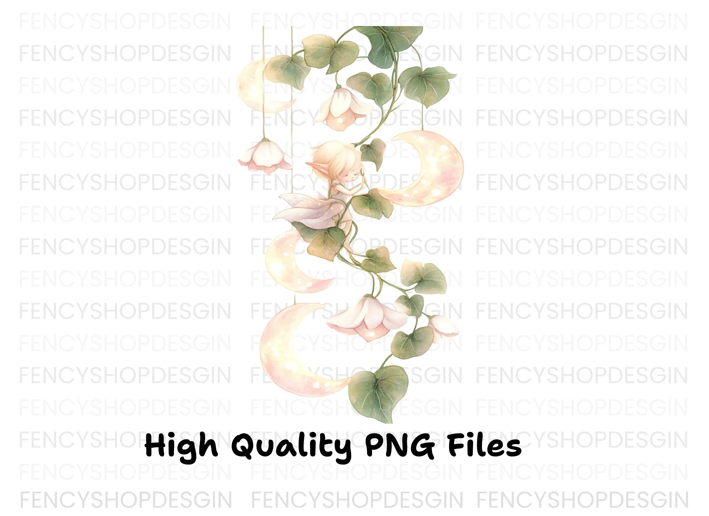 Enchanted Fairy and Moon Floral Clipart Bundle - Image 3