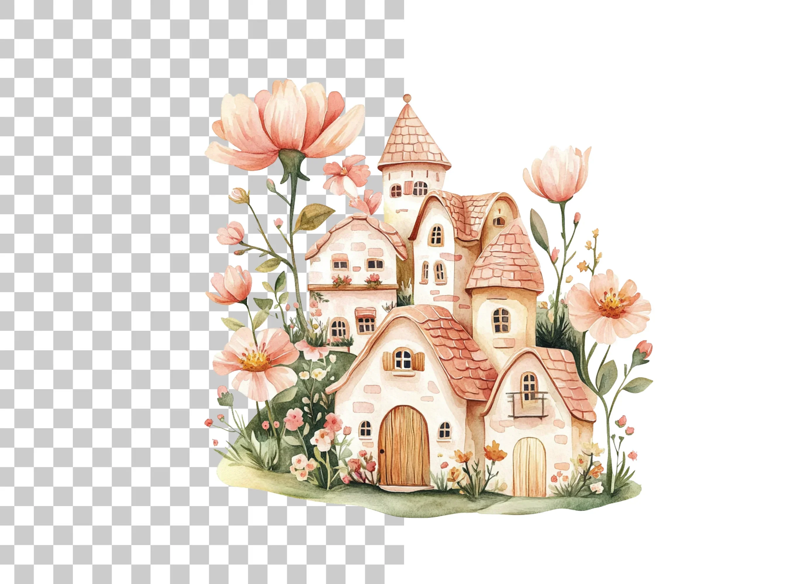 Enchanted Floral Houses Clipart Bundle - Image 3