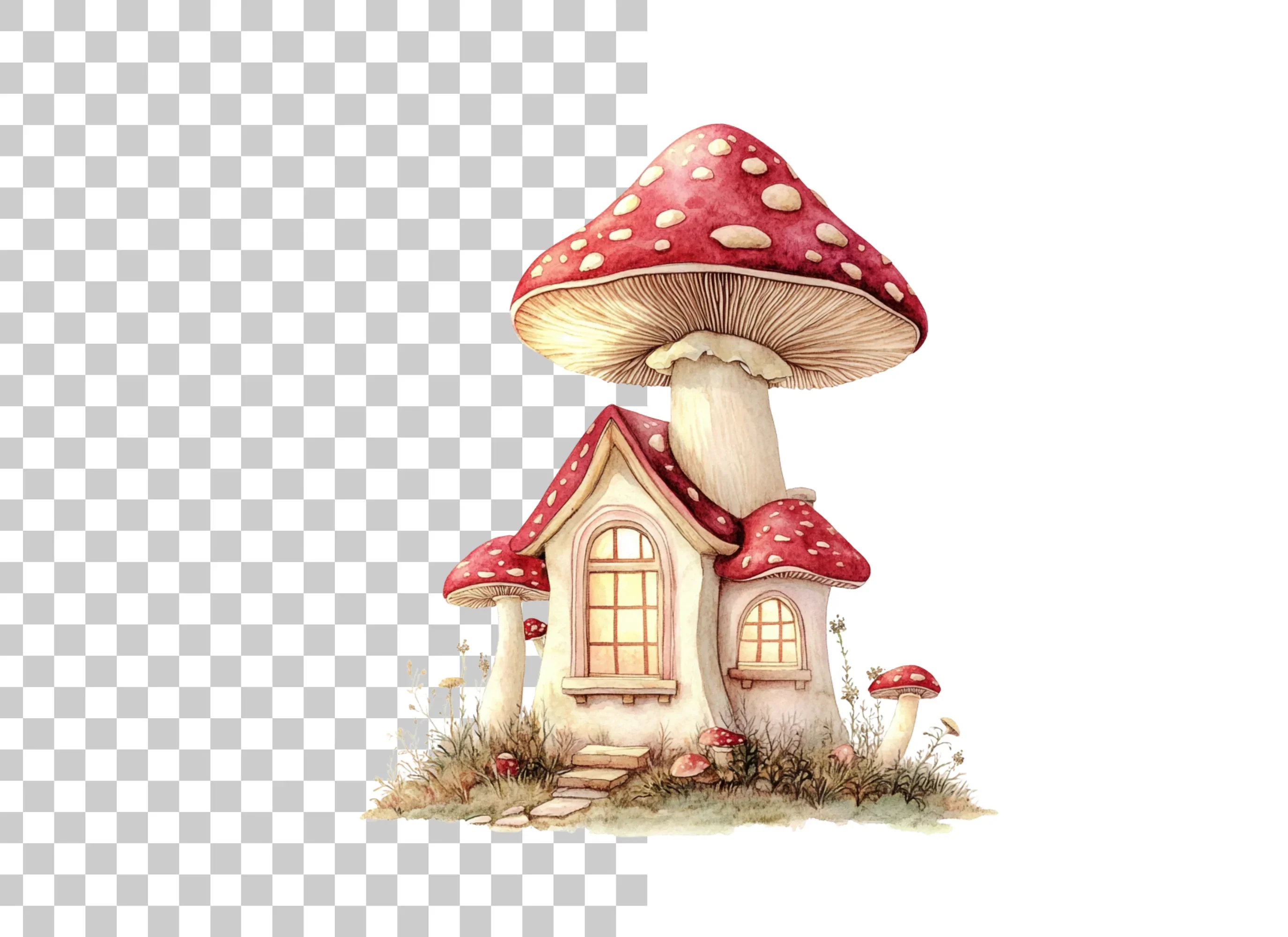 Enchanted Mushroom House Clipart Bundle - Image 3