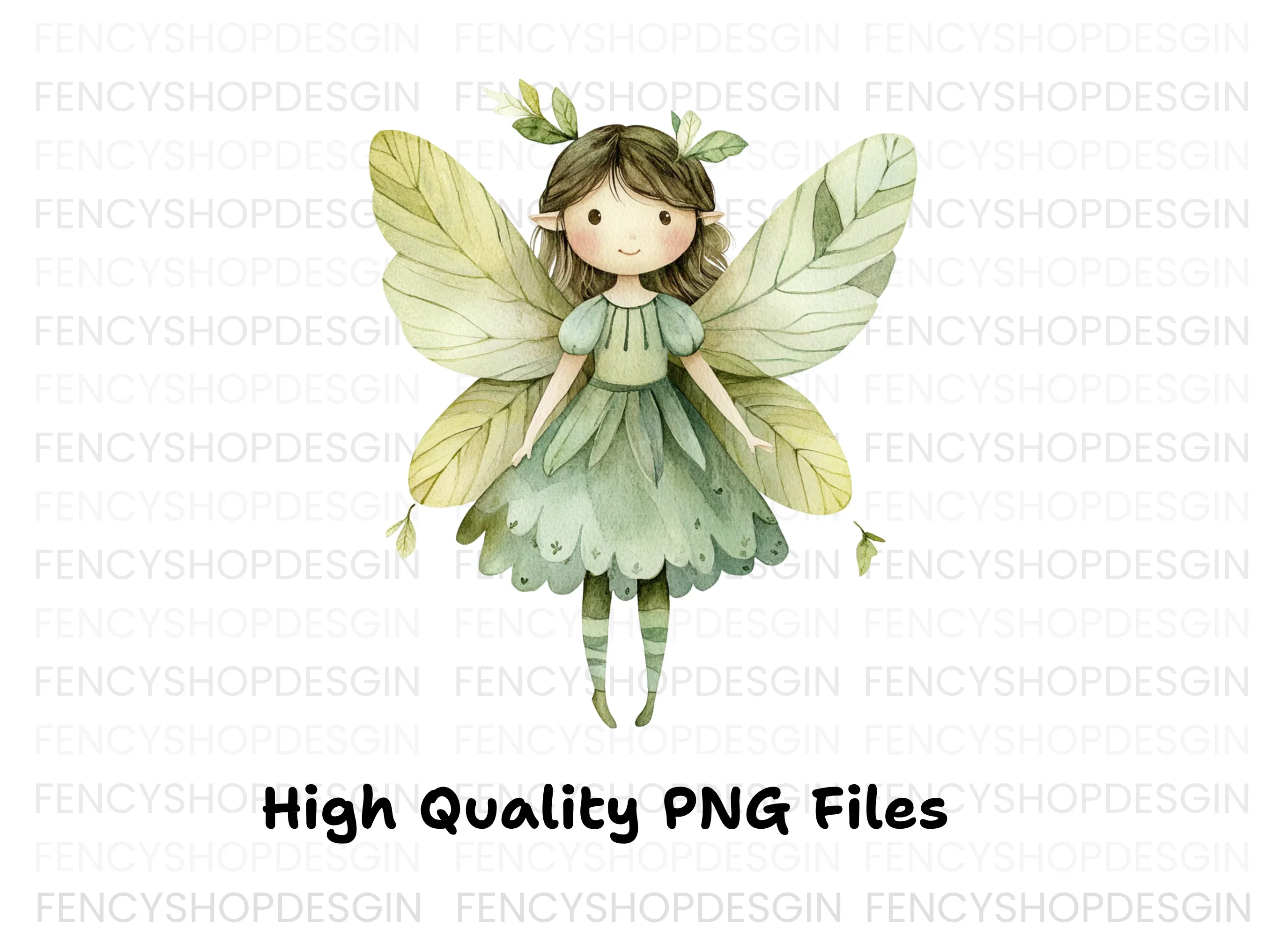Enchanting Green Leaf Fairy Clipart Bundle - Image 3