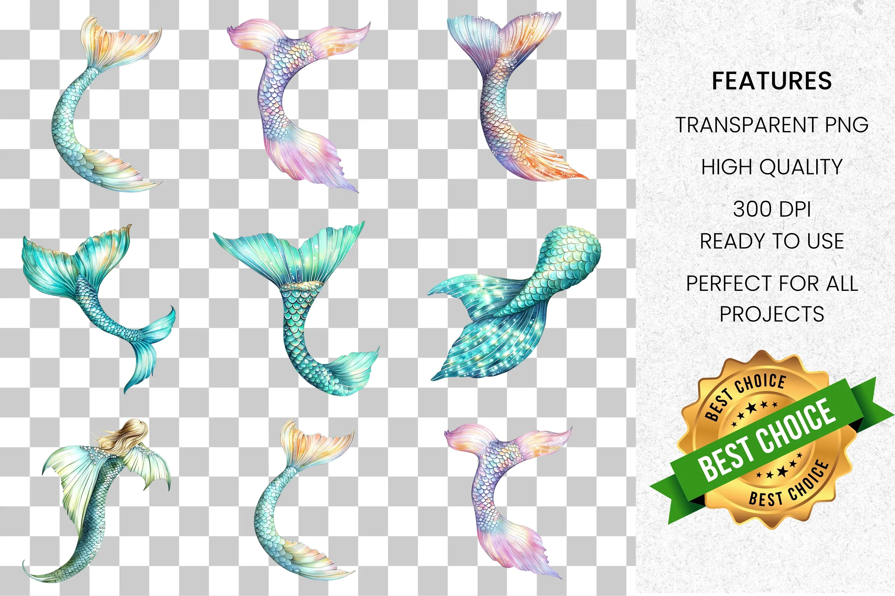 Enchanting Mermaid Tails Clipart Bundle - Image 2