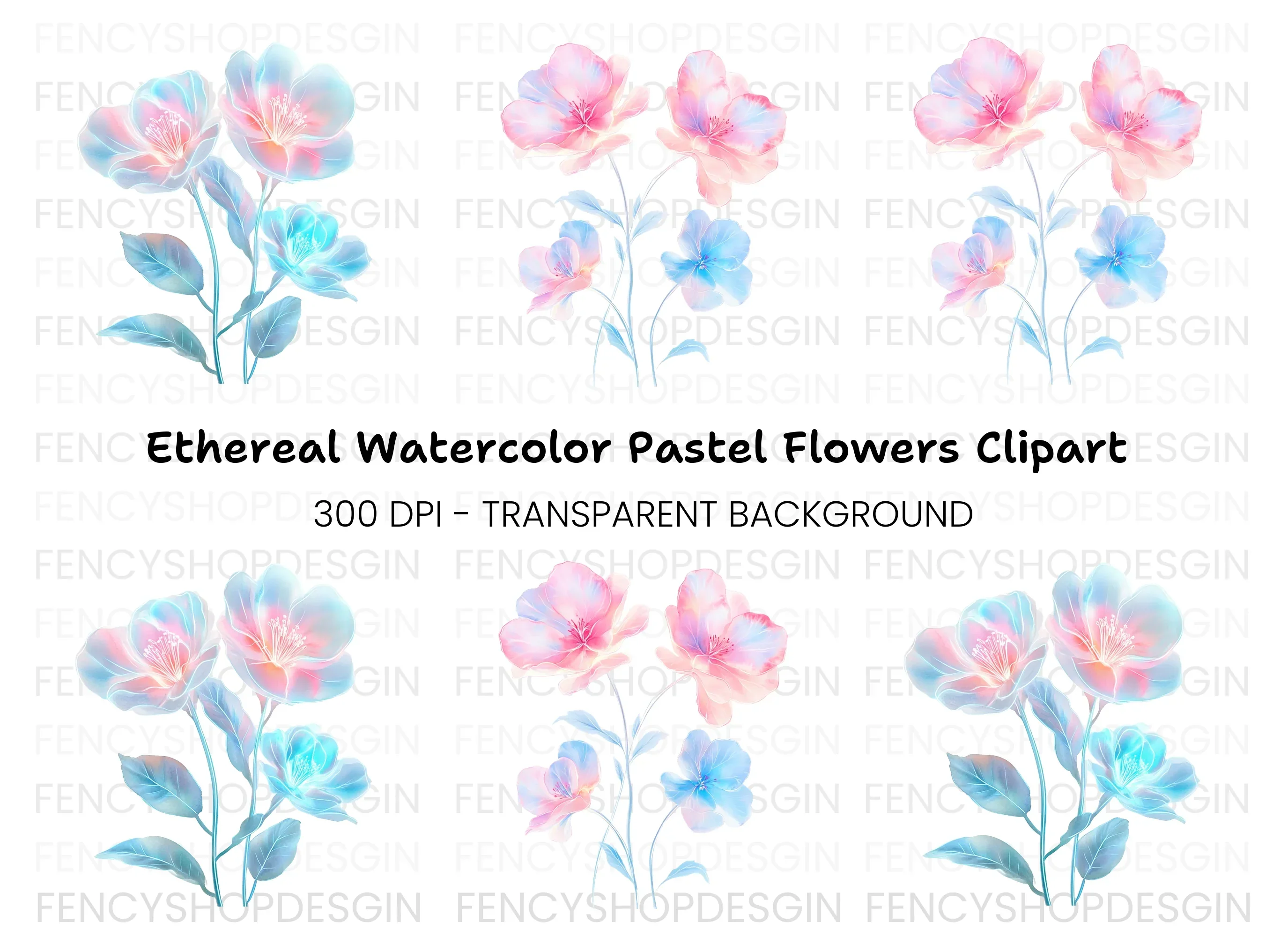 Ethereal Pastel Floral Clipart Bundle
