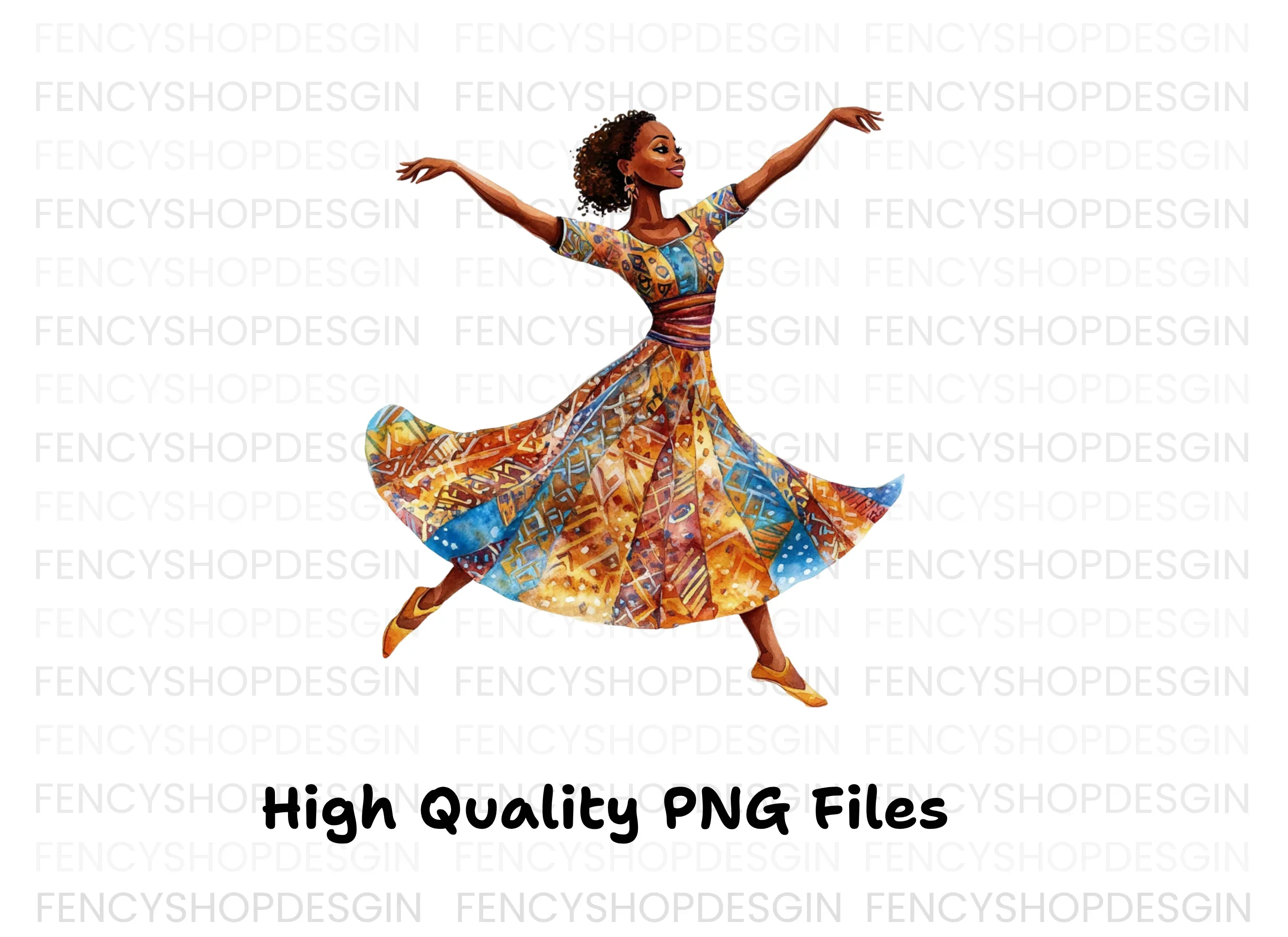 Ethnic Patterned Dress Dancers Clipart Bundle - Image 2