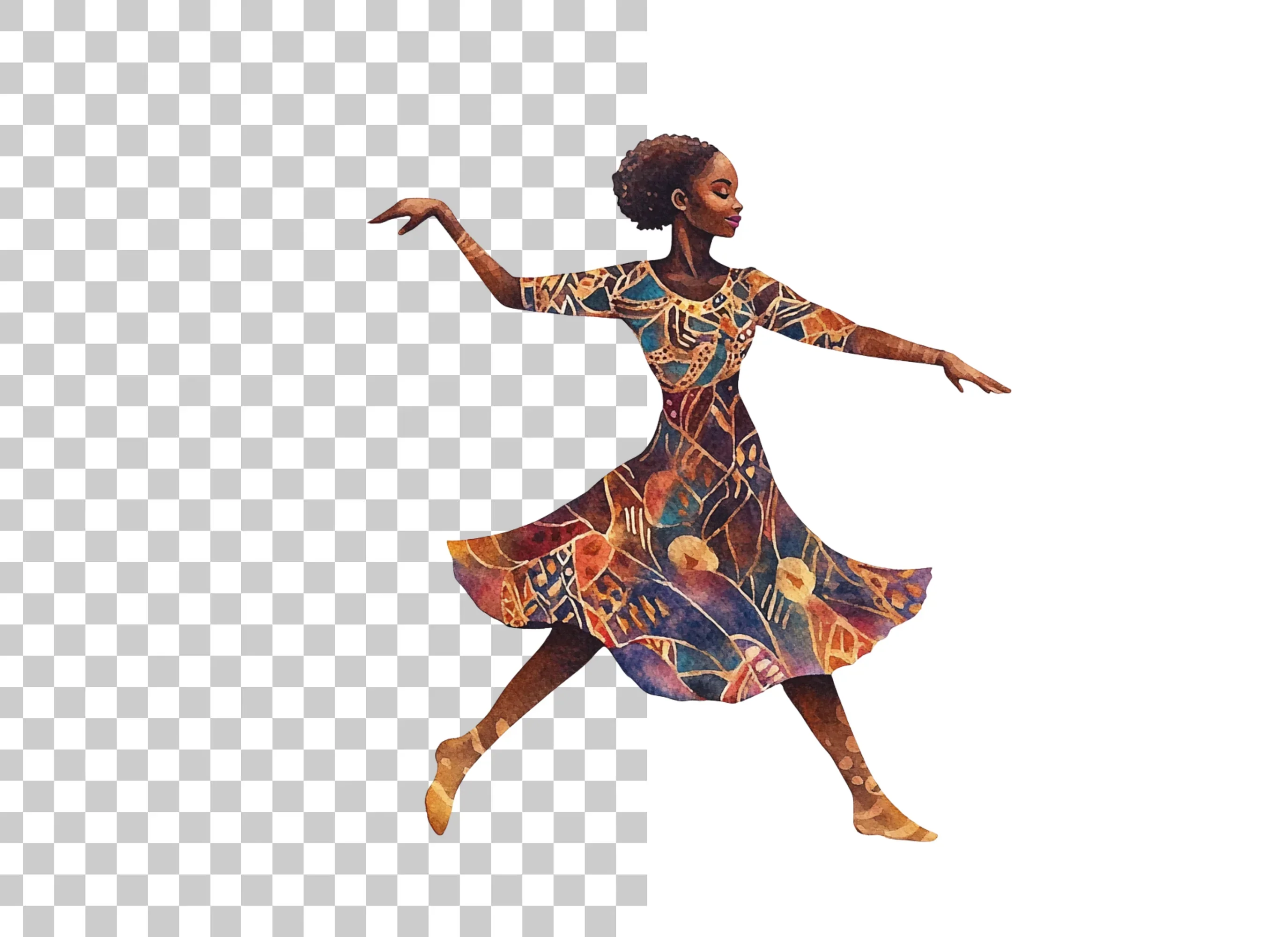Ethnic Patterned Dress Dancers Clipart Bundle - Image 6