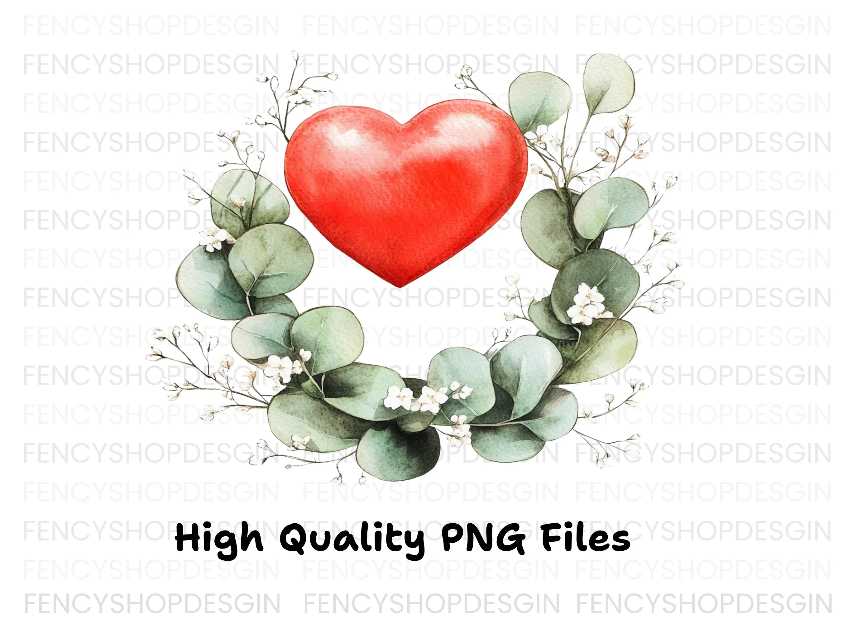 Eucalyptus Heart Wreaths Clipart Bundle - Image 2