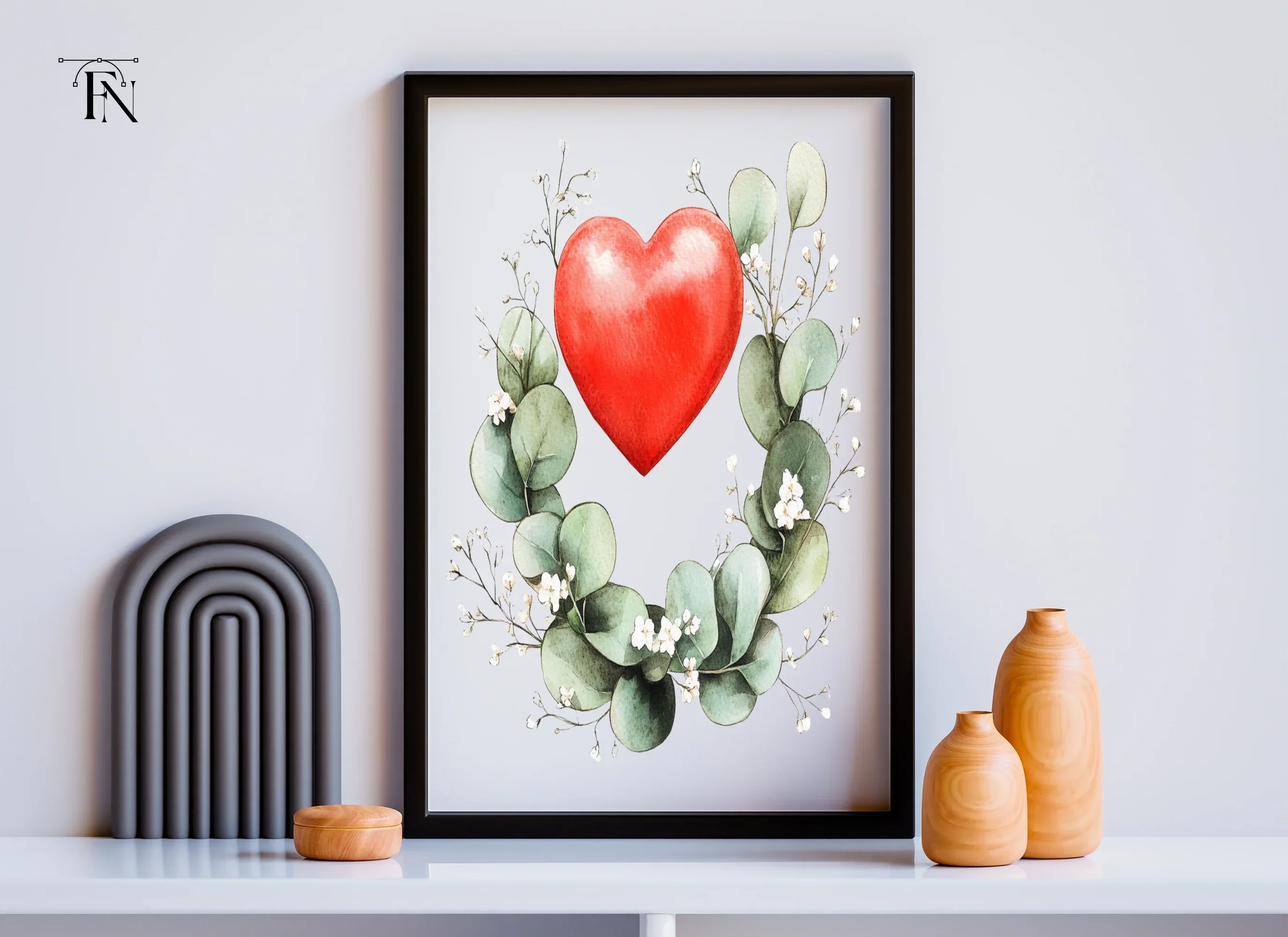 Eucalyptus Heart Wreaths Clipart Bundle - Image 3