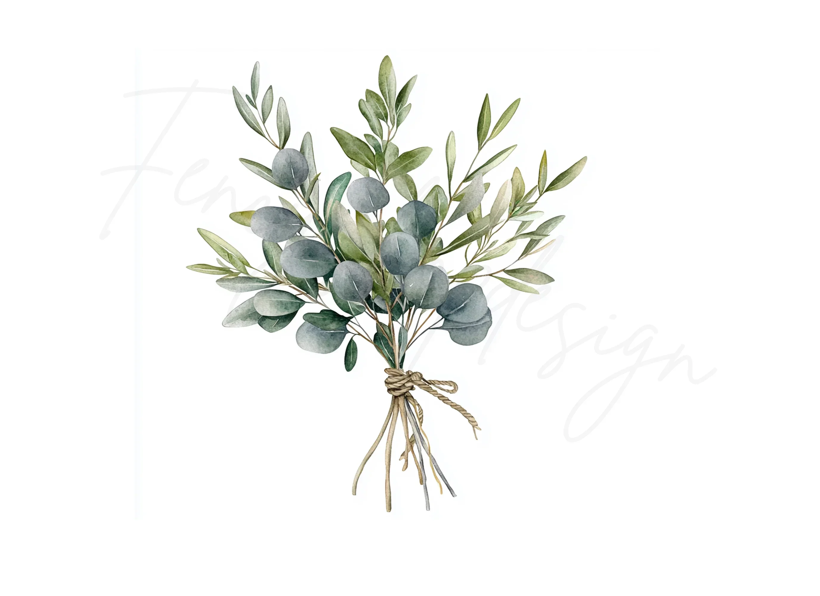 Eucalyptus Olive Bouquets Clipart Bundle - Image 3