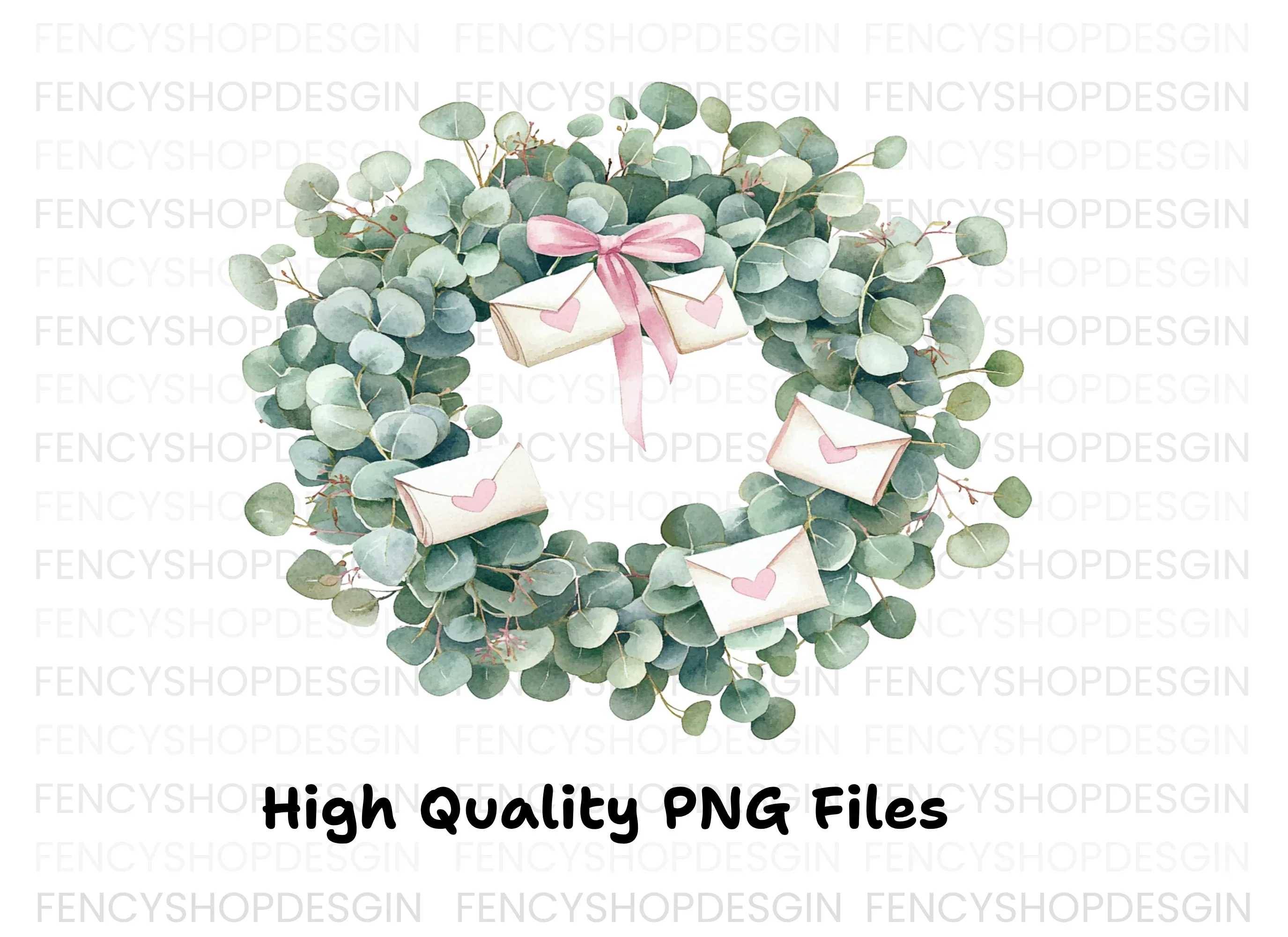 Eucalyptus Wreaths with Envelopes Clipart Bundle - Image 2