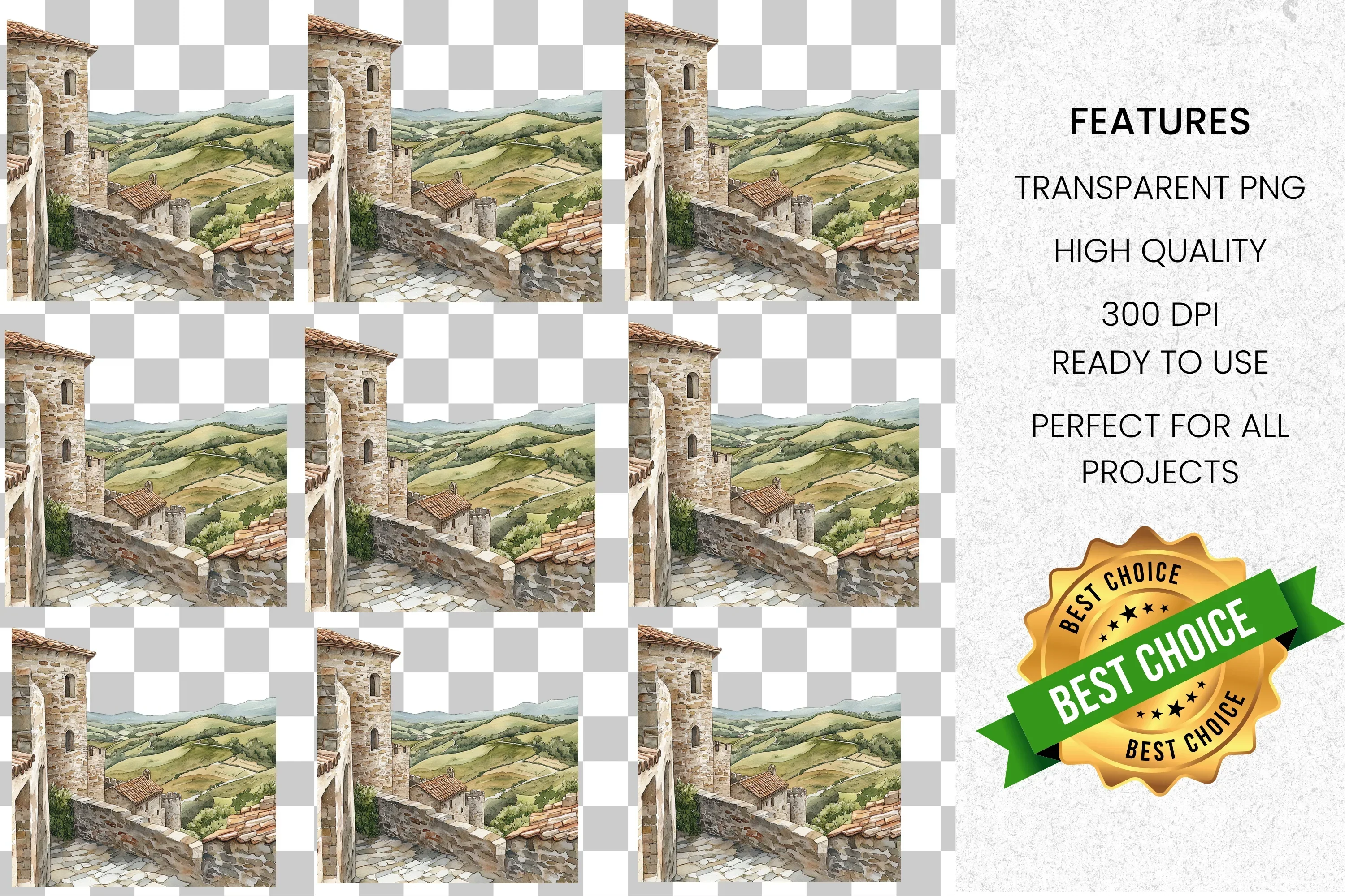European Village Landscape Clipart Bundle - Image 2