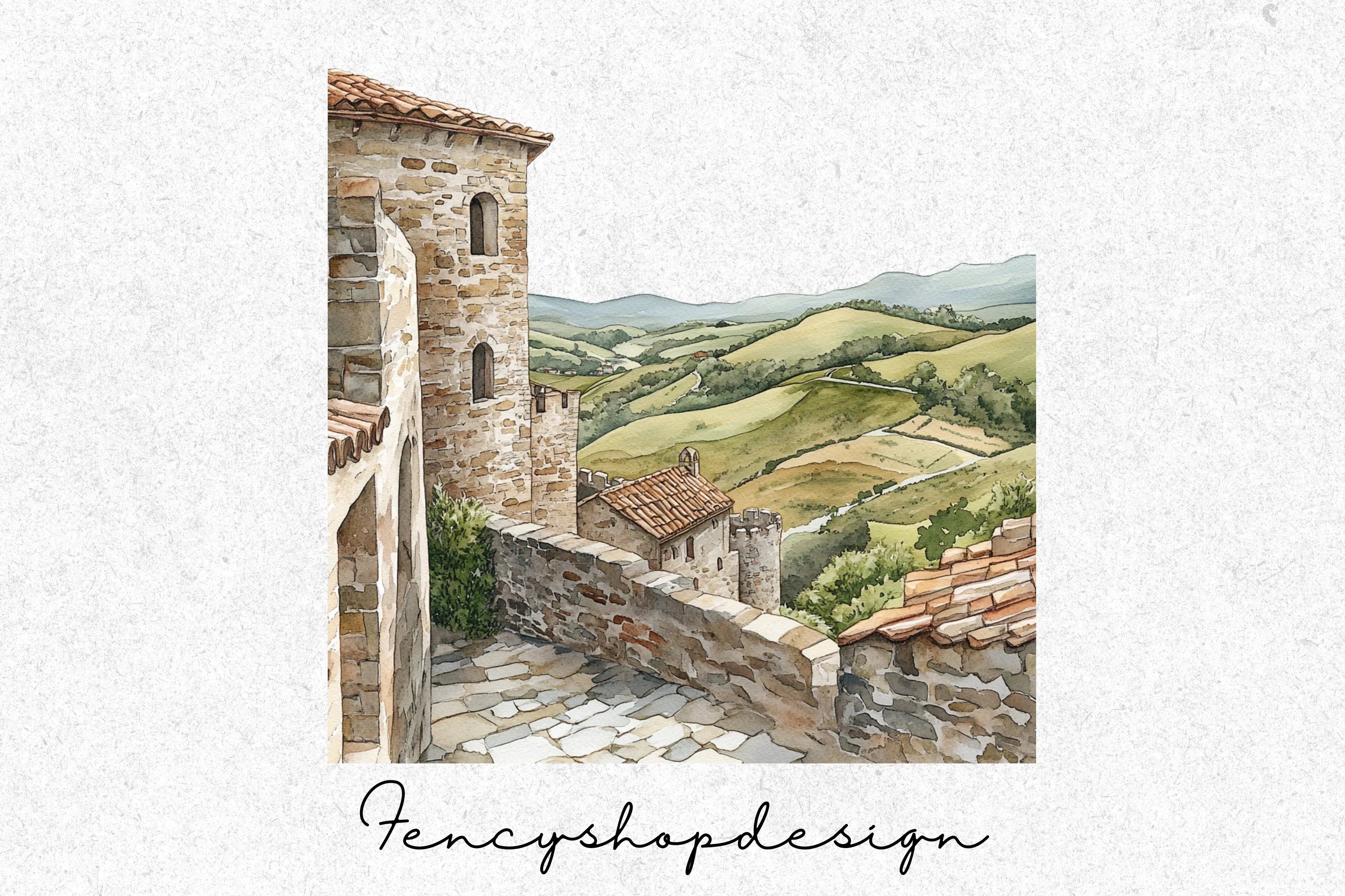 European Village Landscape Clipart Bundle - Image 4
