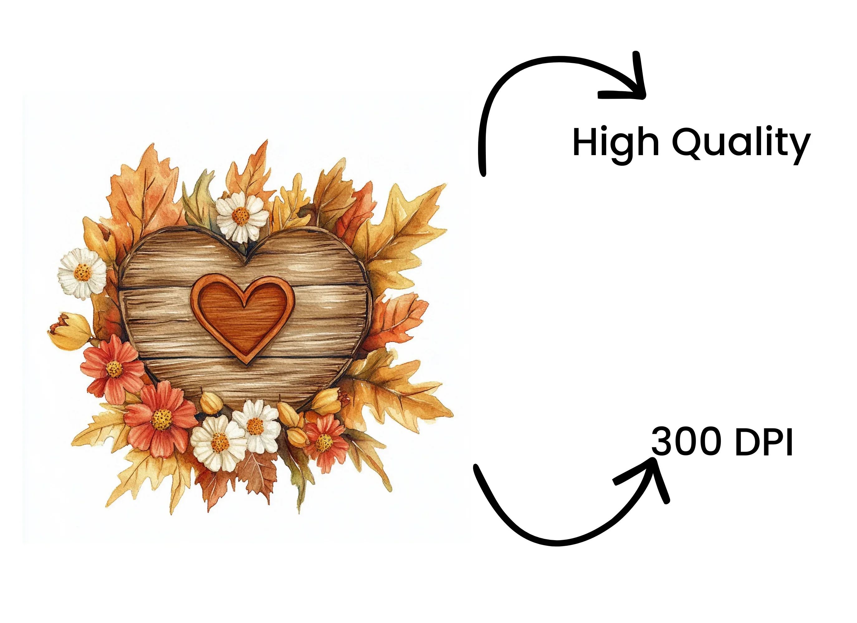 Fall Heart Wooden Signs Clipart Bundle - Image 4