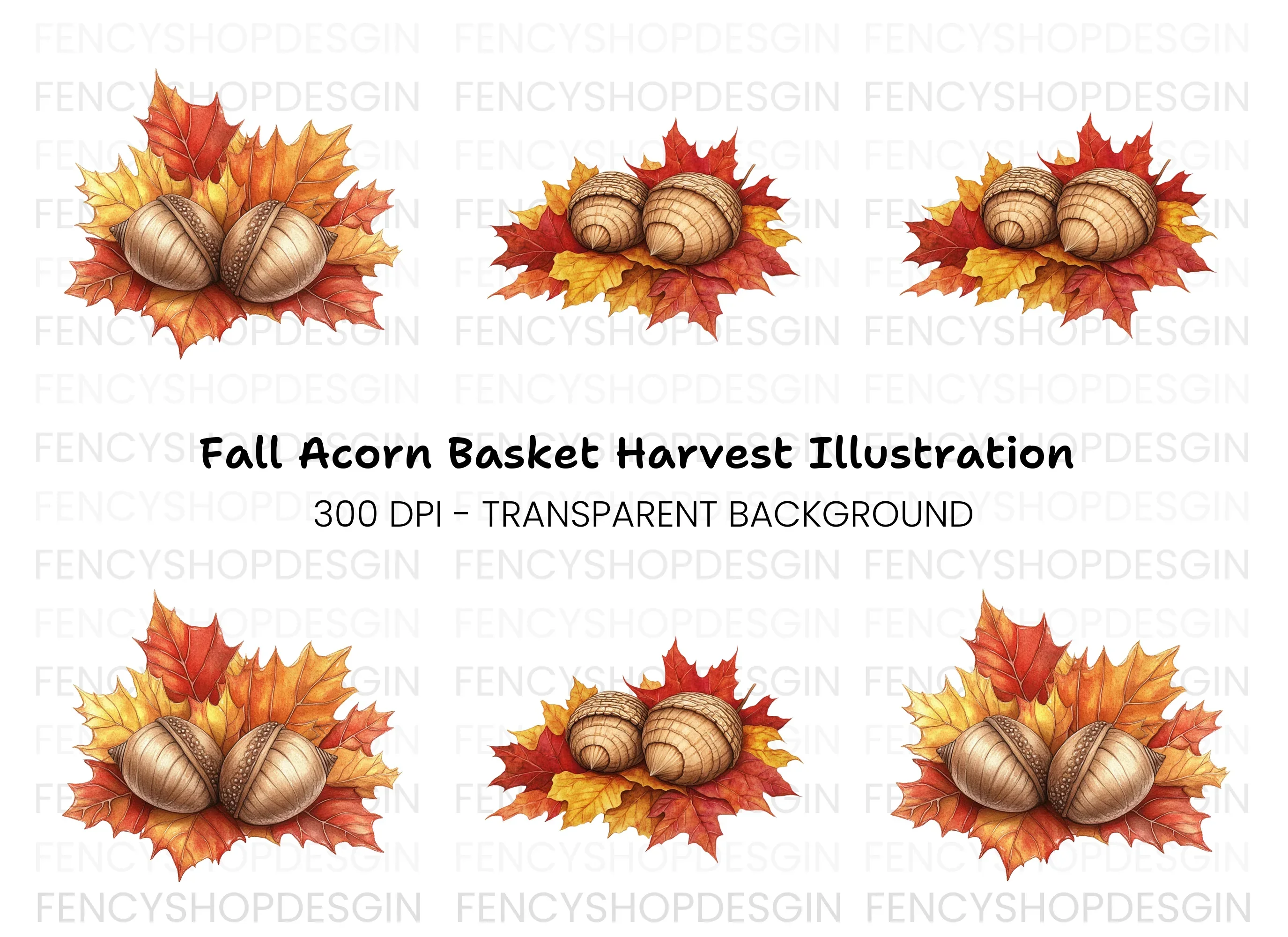 Fall Leaves and Acorns Clipart Bundle