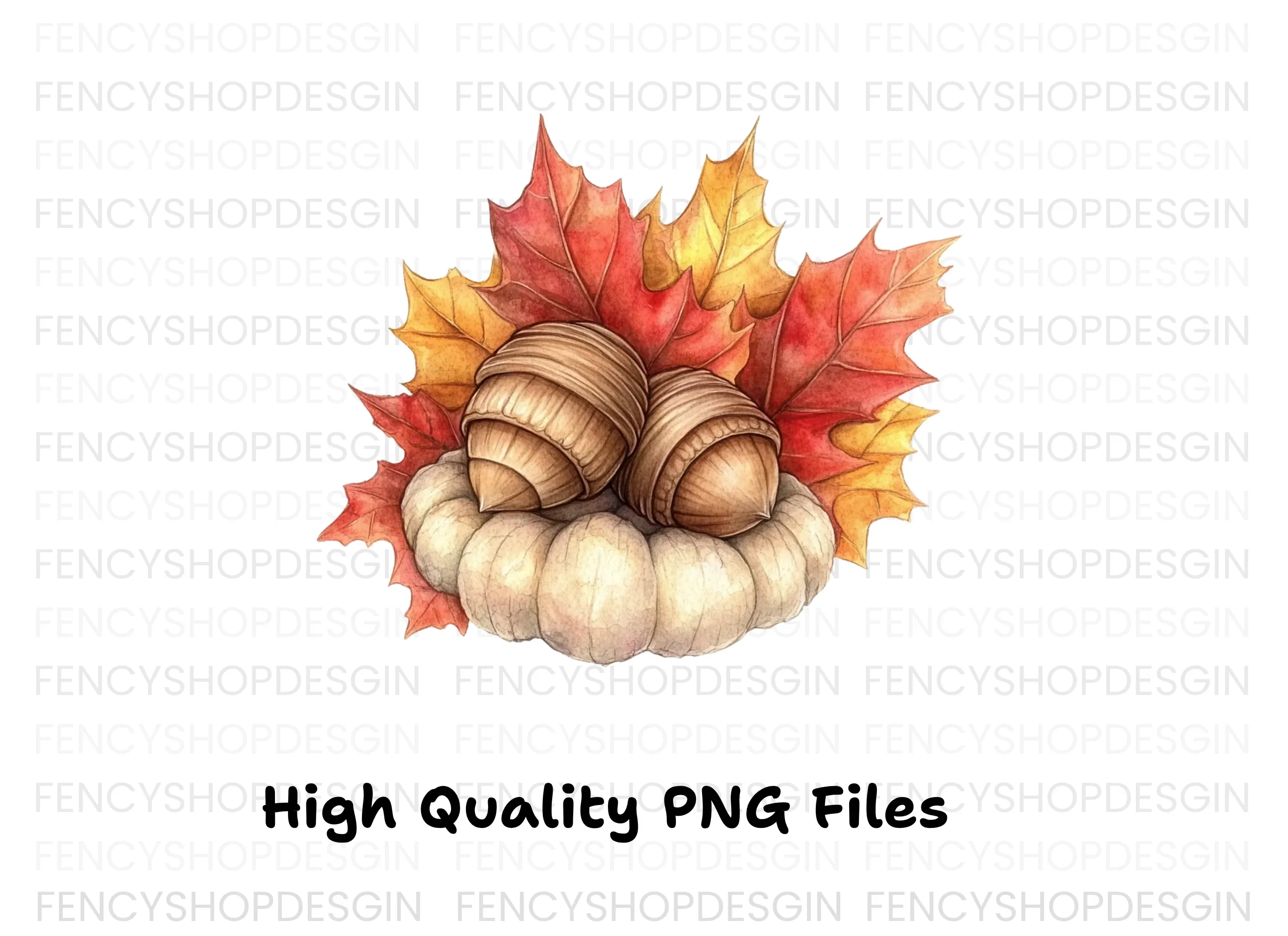 Fall Pumpkin and Acorn Leaves Clipart Bundle - Image 2