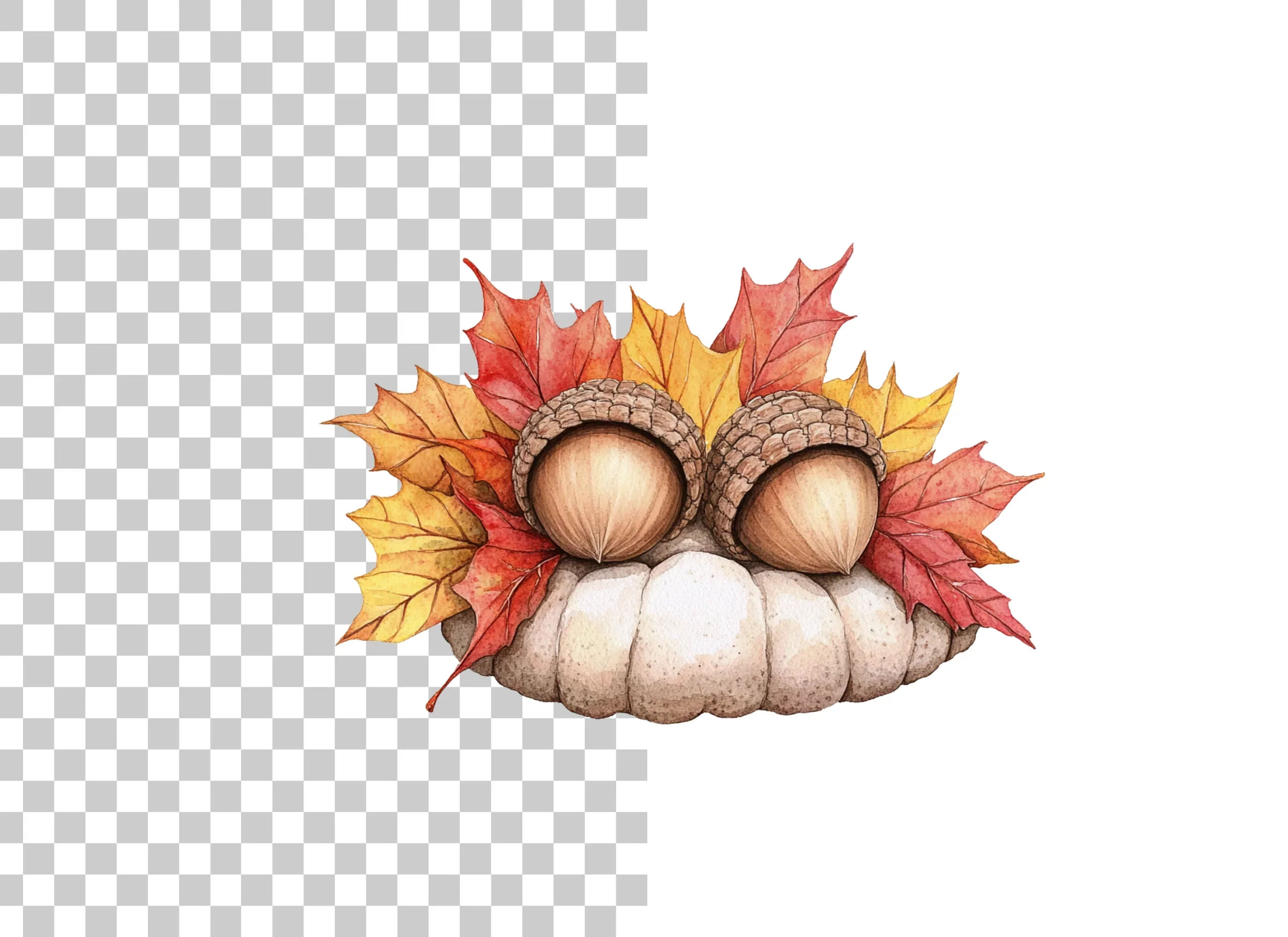 Fall Pumpkin and Acorn Leaves Clipart Bundle - Image 6