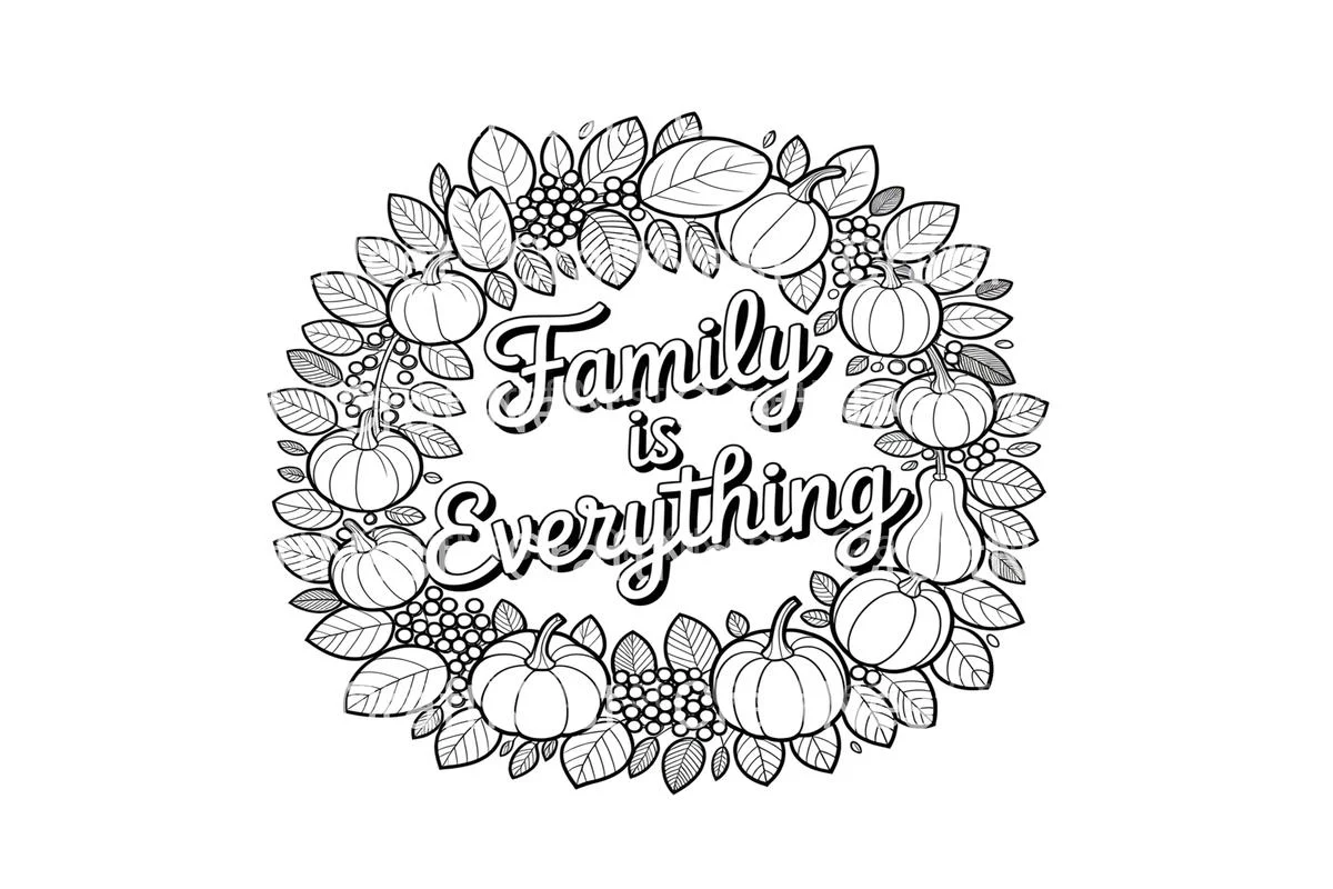 Family Is Everything Autumn Wreath Coloring Books - Image 4