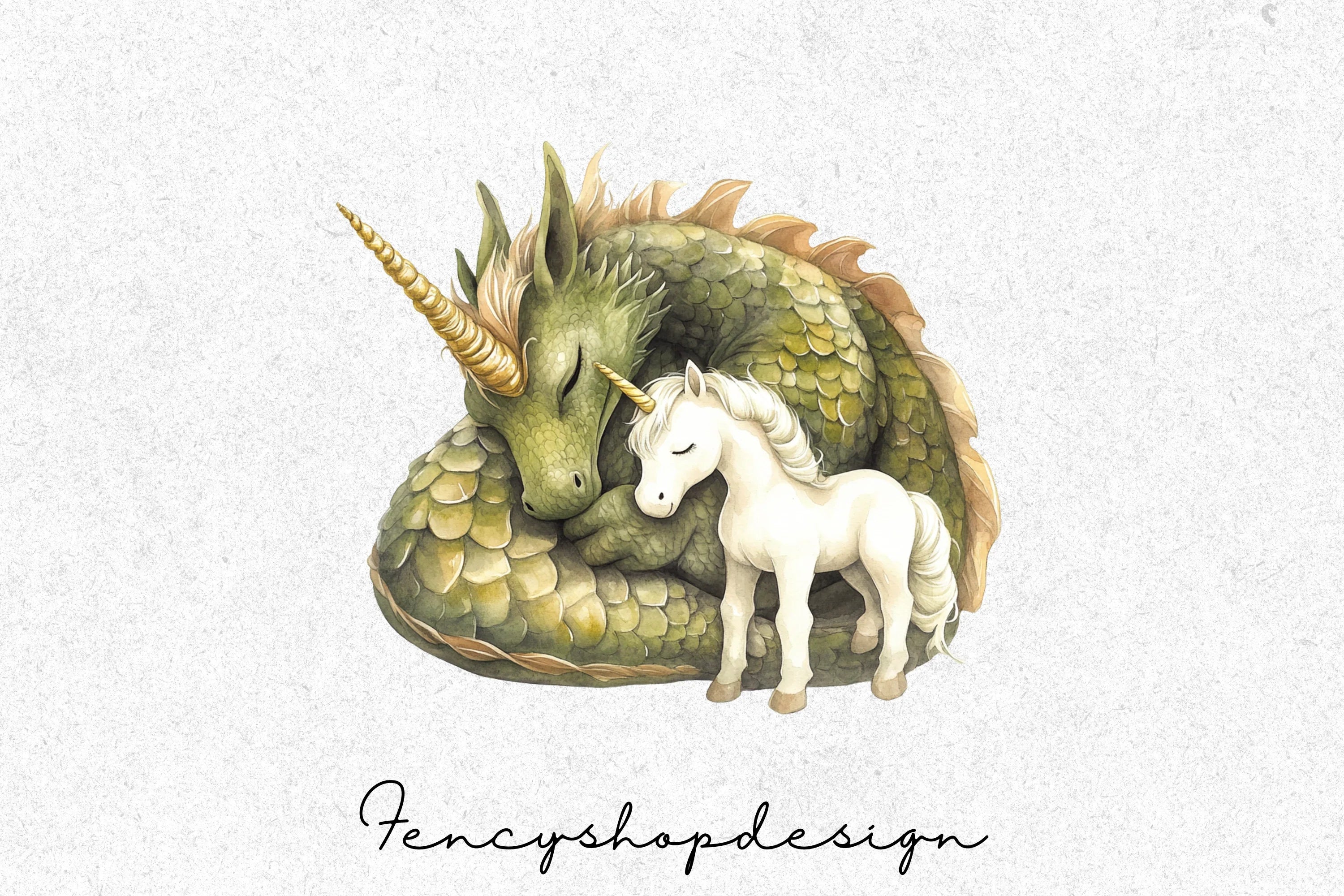 Fantasy Dragon and Unicorn Clipart Bundle - Image 3