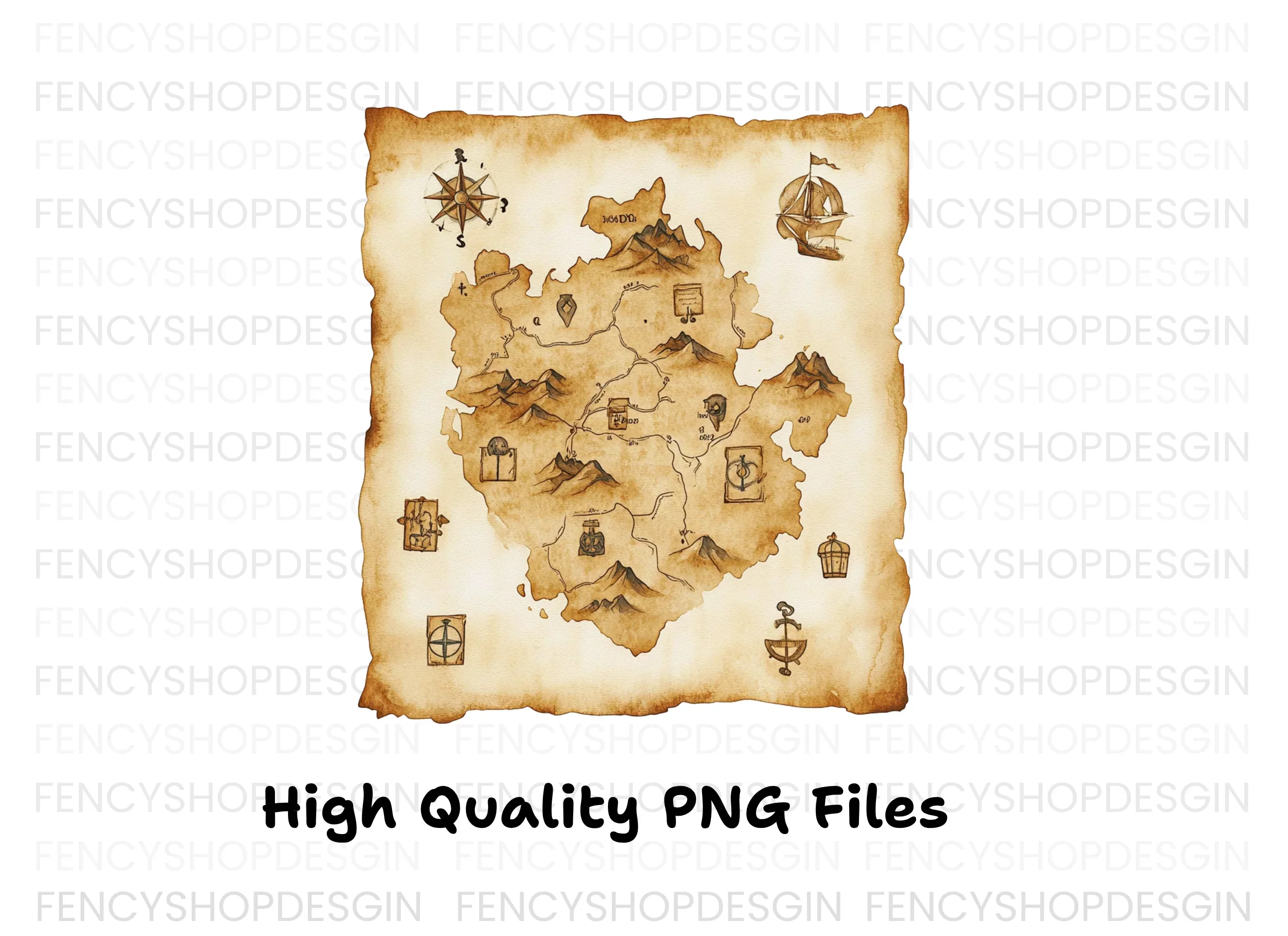 Fantasy Island Treasure Map Clipart Bundle - Image 2