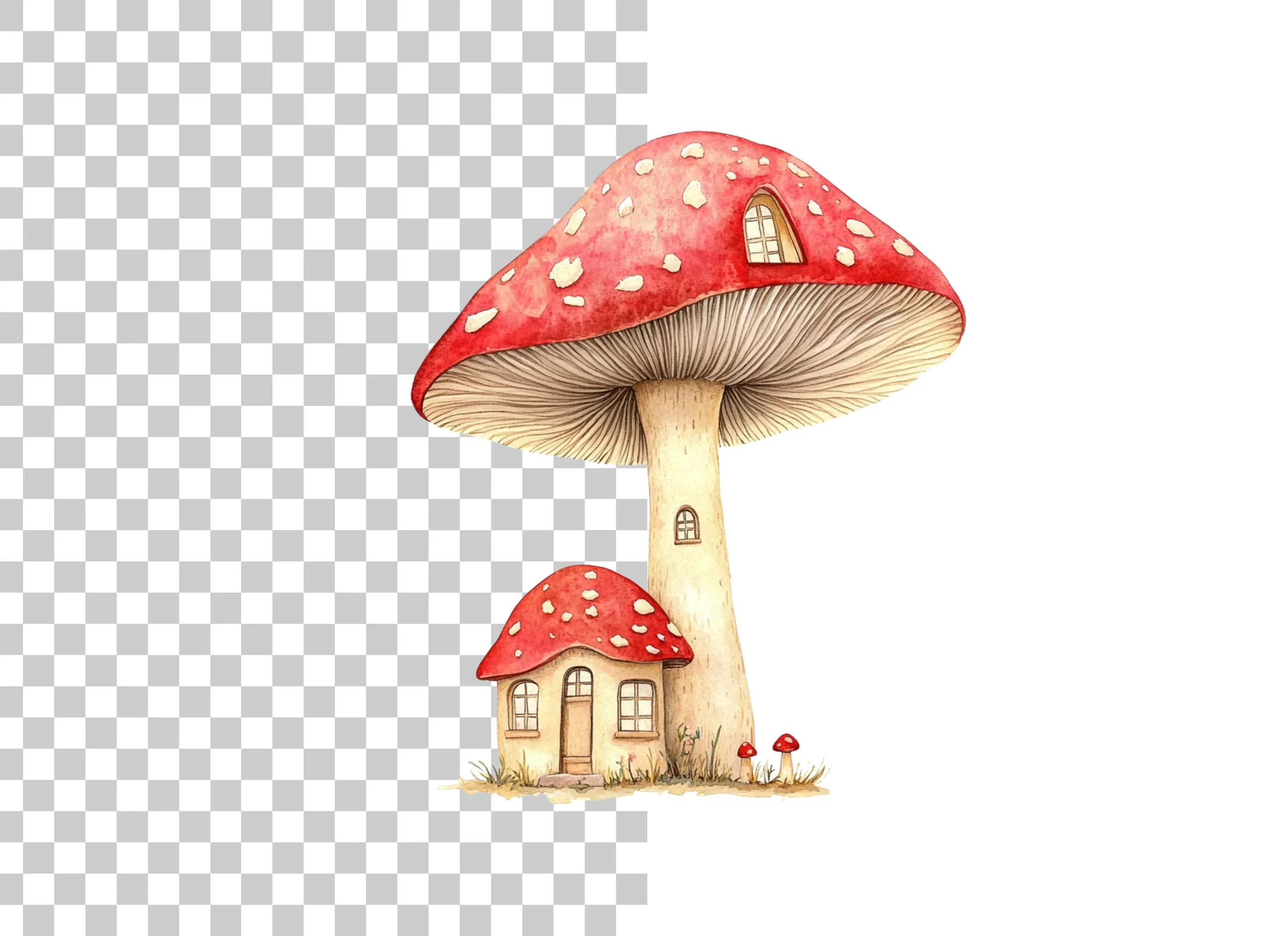 Fantasy Mushroom House Clipart Bundle - Image 2