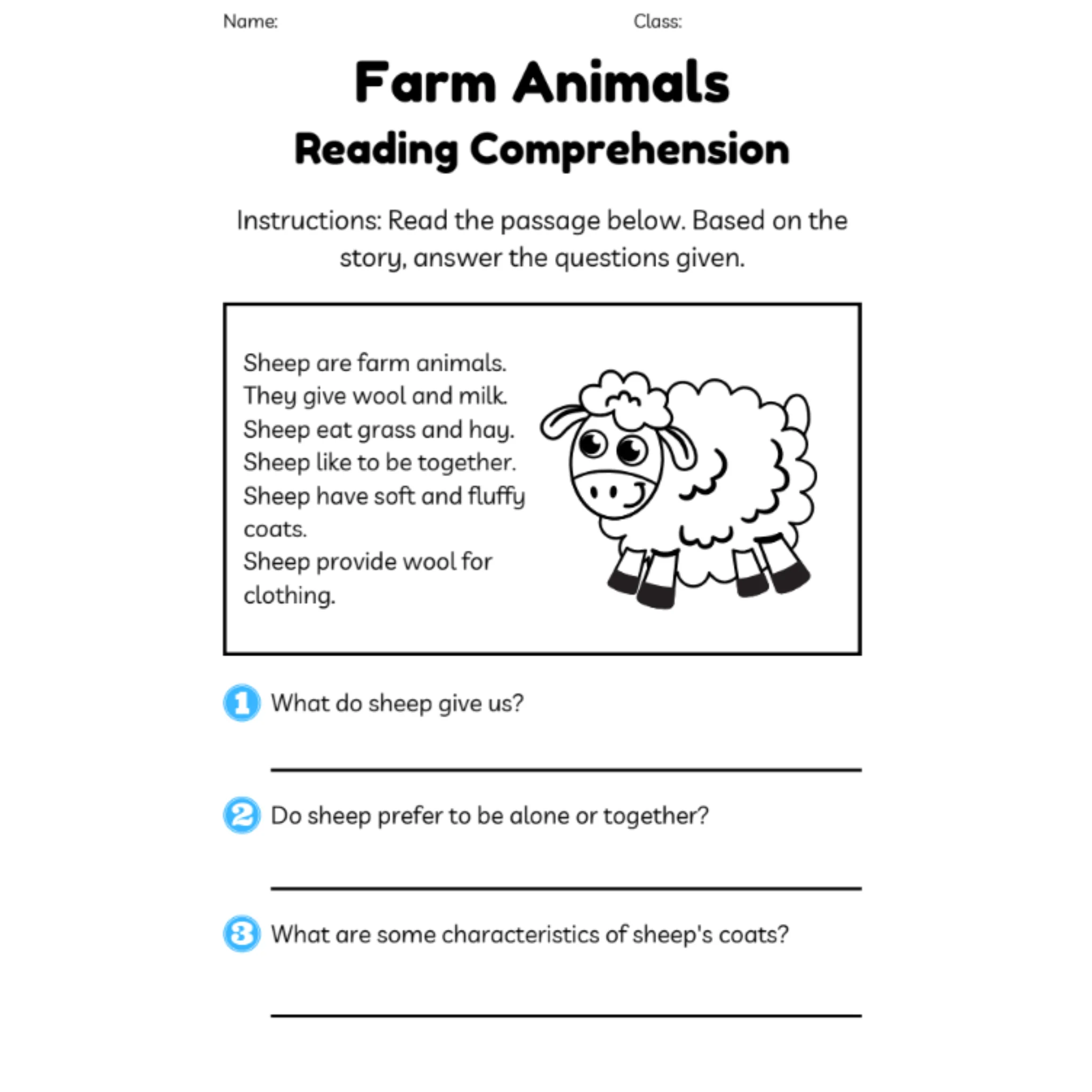 Farm Animals Reading Comprehension Worksheets - Image 2