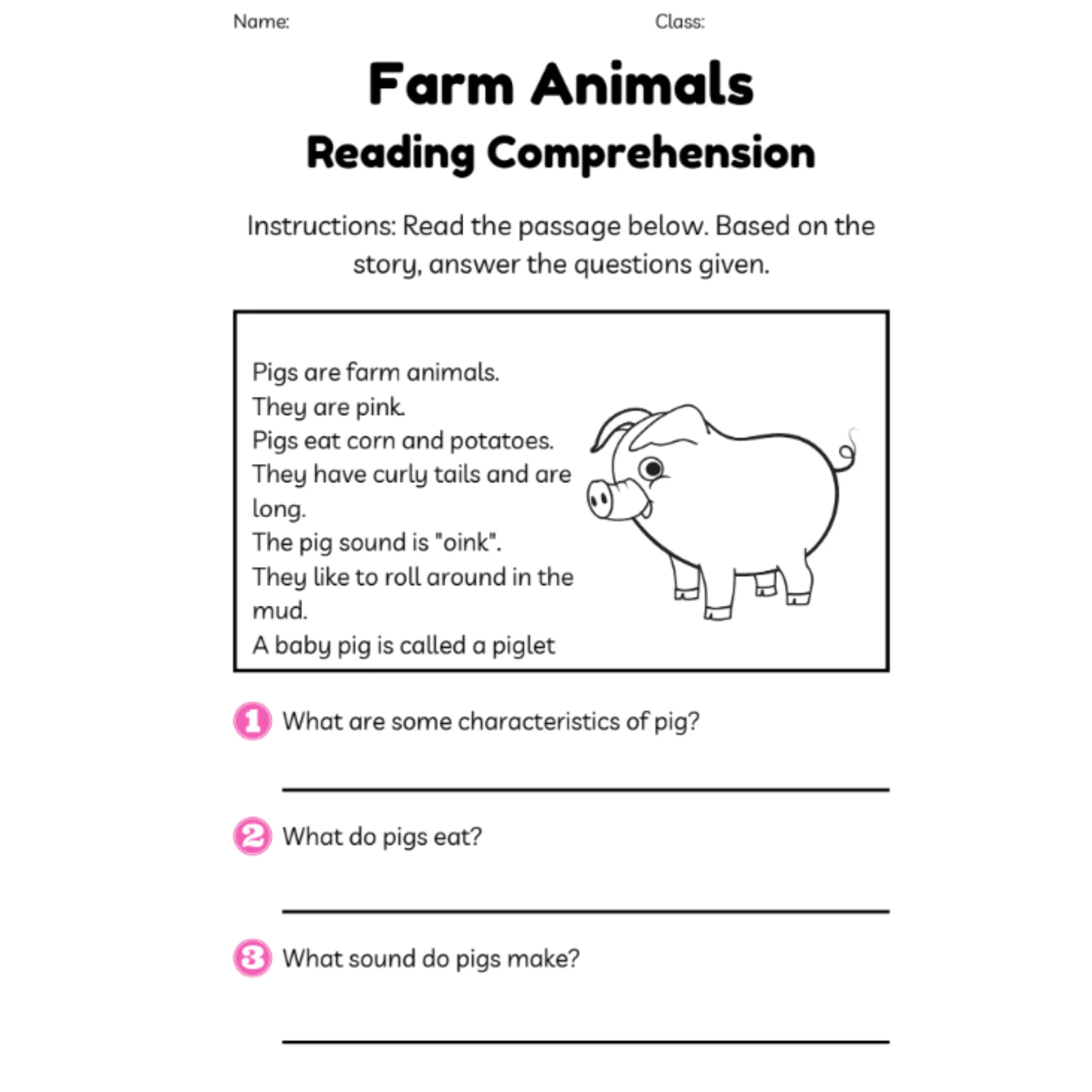 Farm Animals Reading Comprehension Worksheets - Image 3