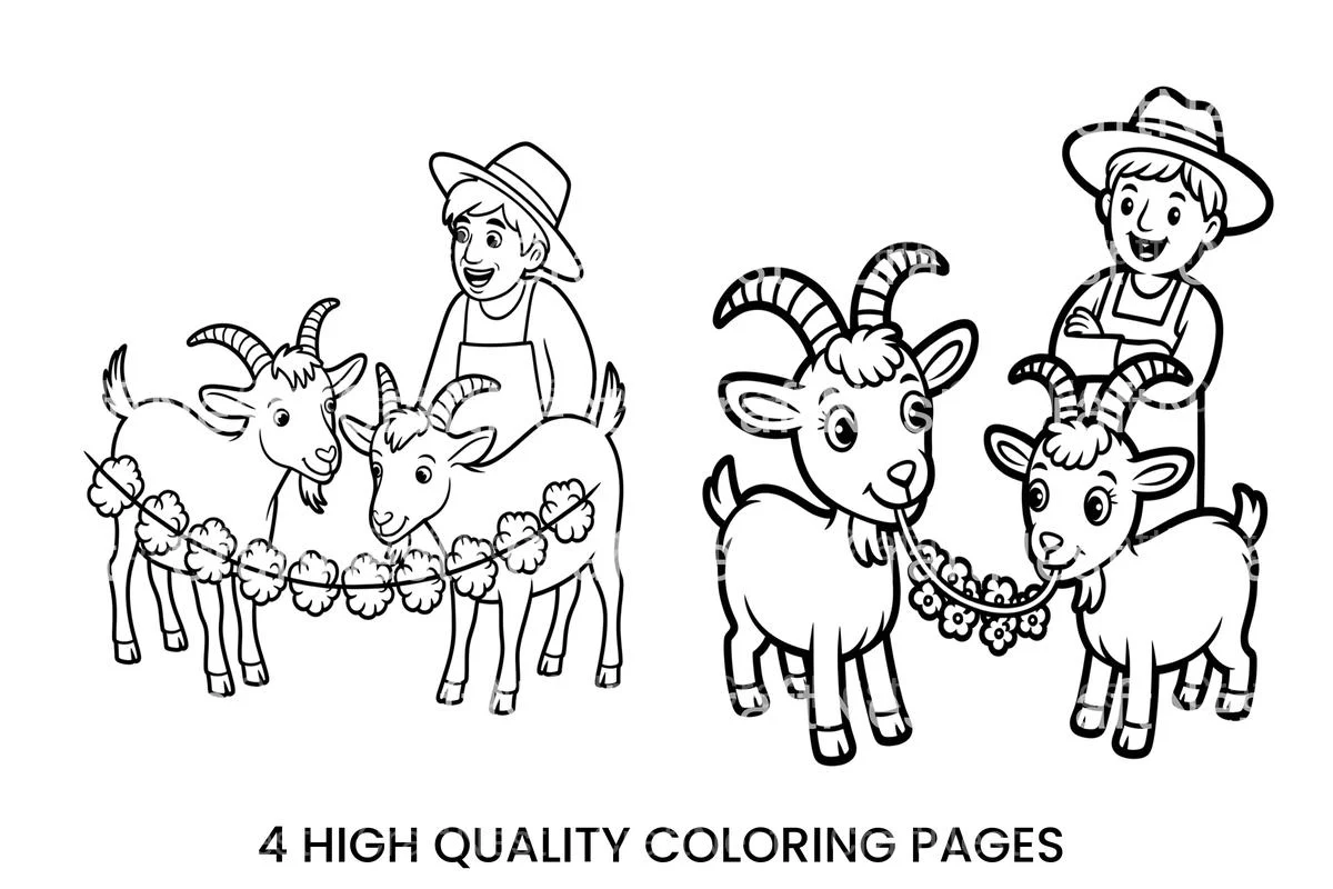 Farmer and Goats Fun Coloring Books