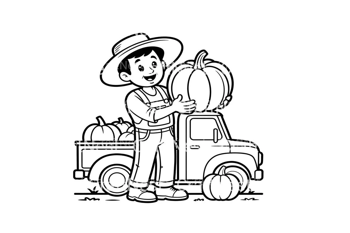 Farmer Loading Pumpkins Coloring Books - Image 2